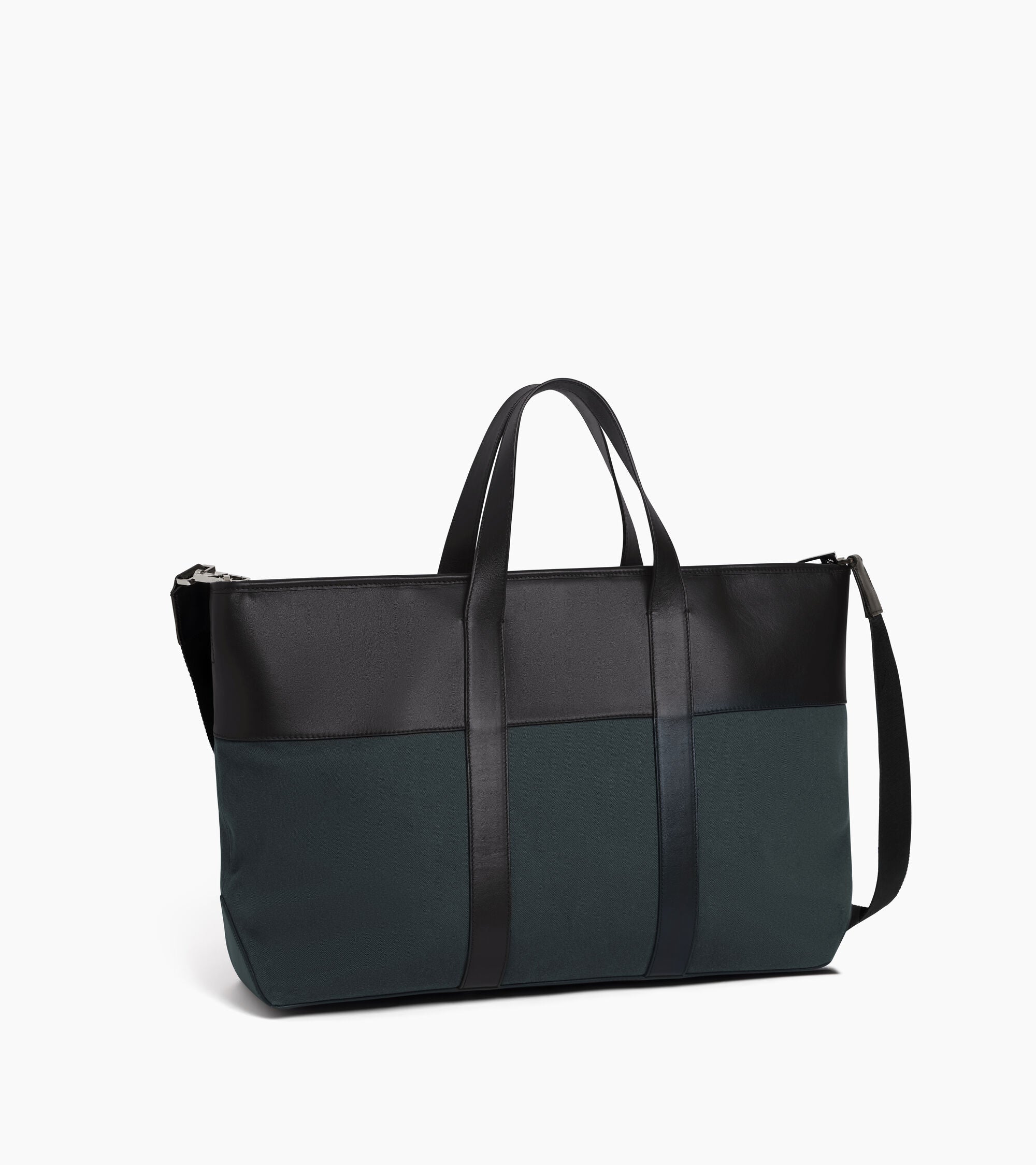 Sac cabas porté main Le Tanneur x HAST en cuir lisse et toile coton