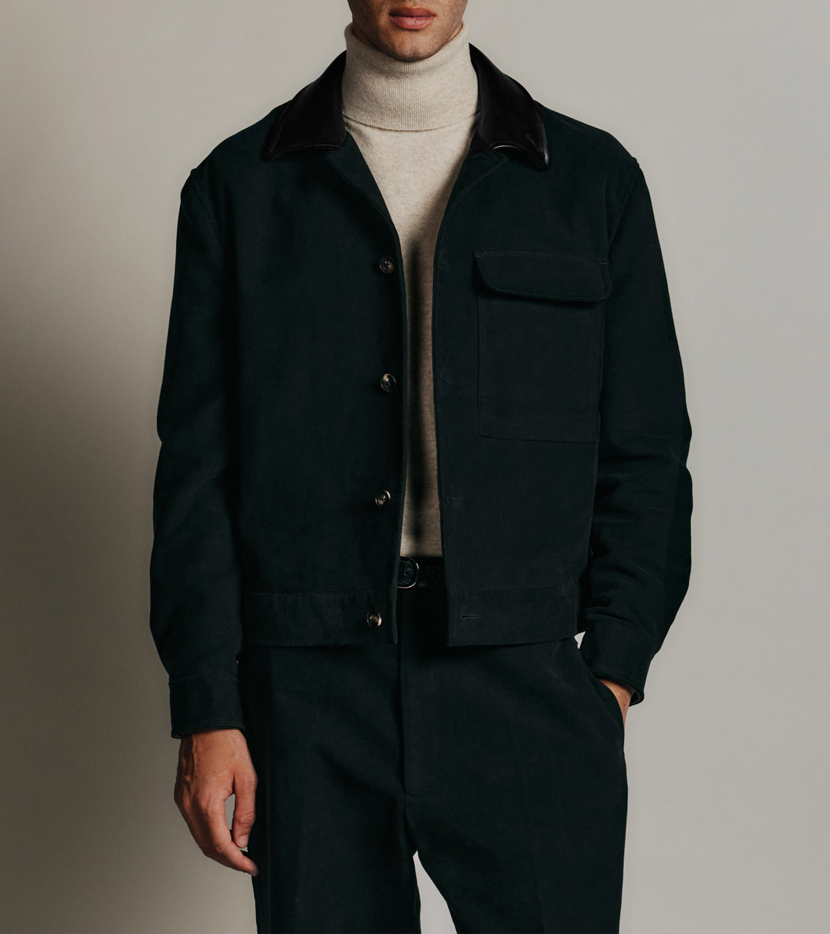 Chaqueta Le Tanneur x HAST de piel lisa y lona de algodón