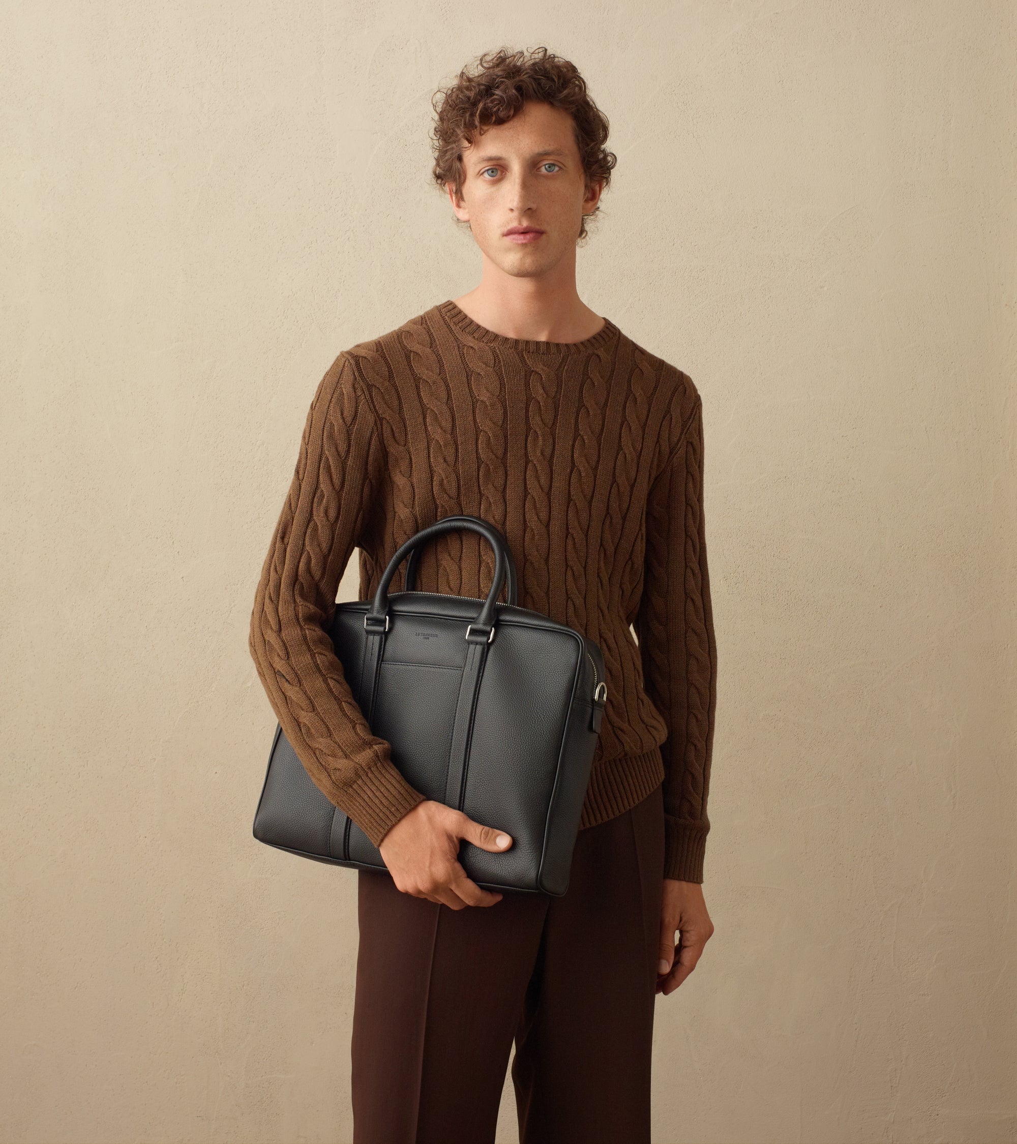 15" Charles Aktentasche aus genarbtem Leder mittleres Modell