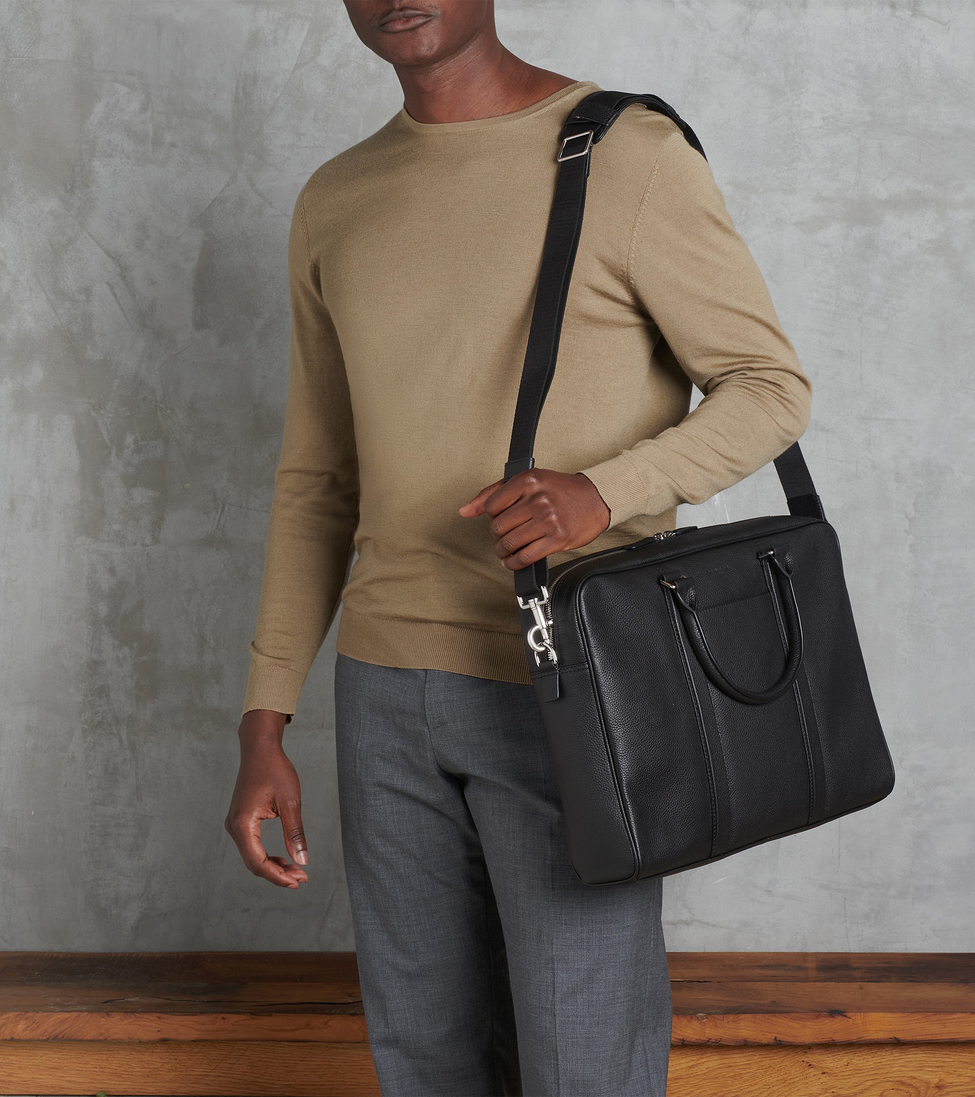 15" Charles Aktentasche aus genarbtem Leder großes Modell