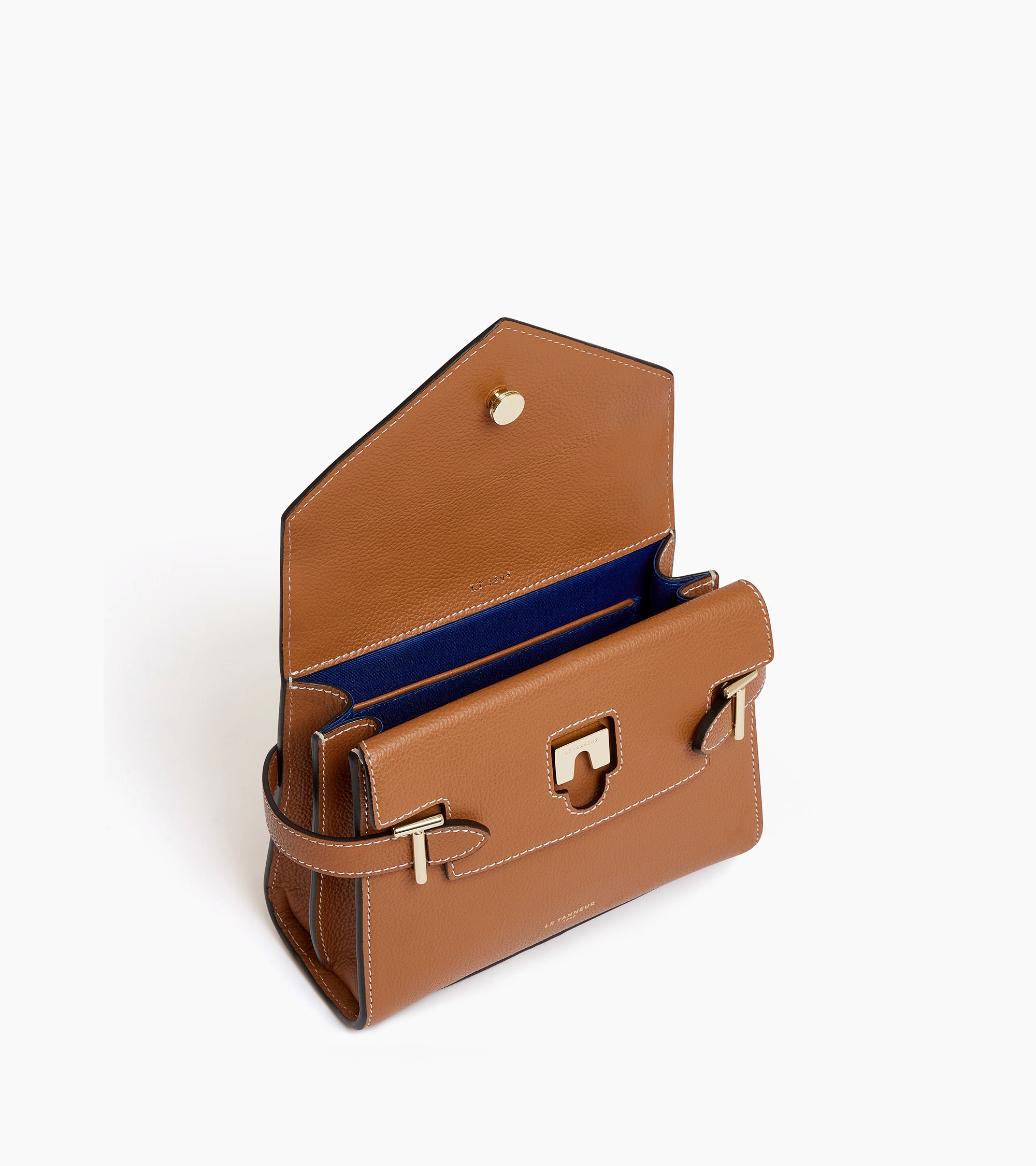 Kleine Handtasche Emilie aus genarbtem Leder mit Doppelklappe