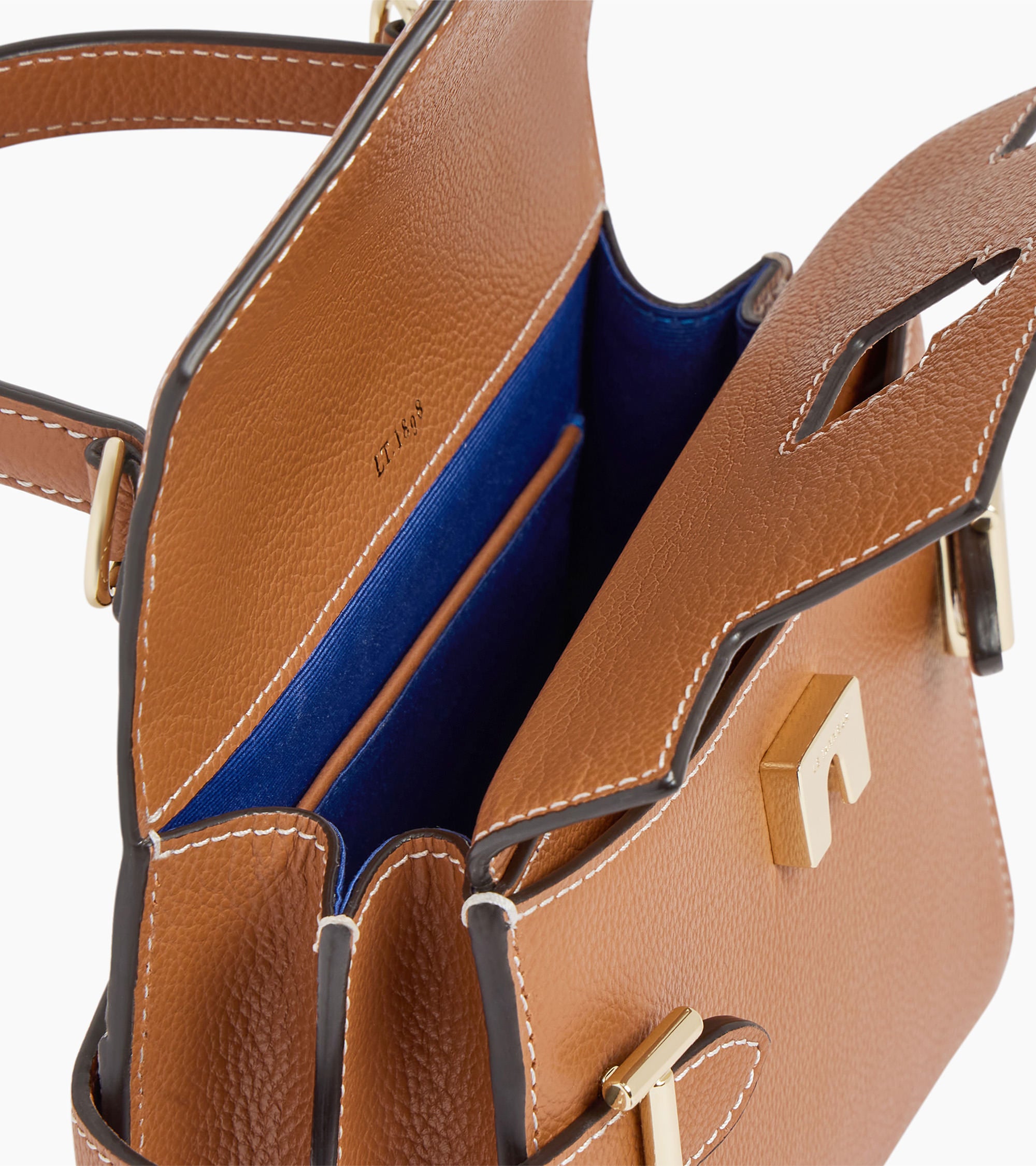 Kleine Handtasche Emilie aus genarbtem Leder mit Doppelklappe