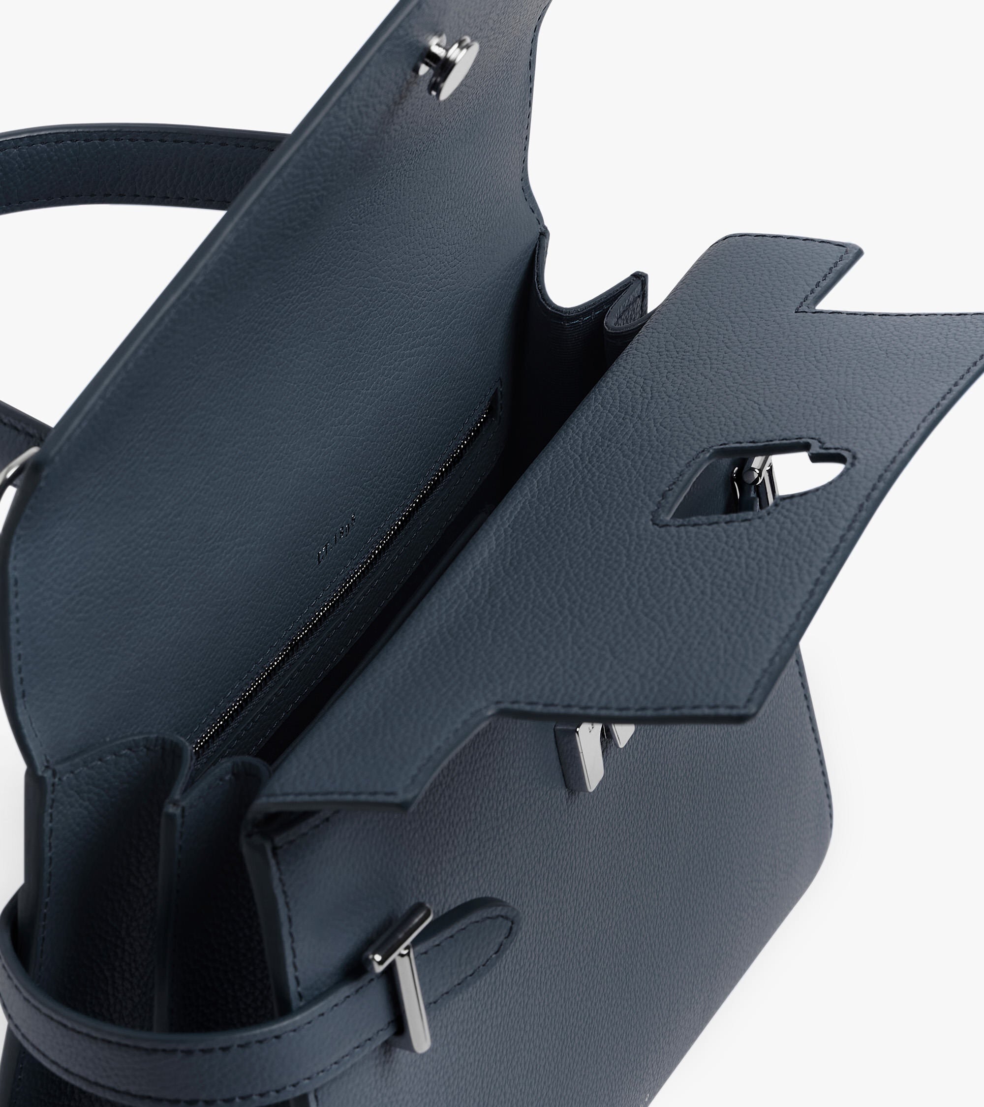 Mittelgroße Handtasche Emilie aus genarbtem Leder mit Doppelklappe