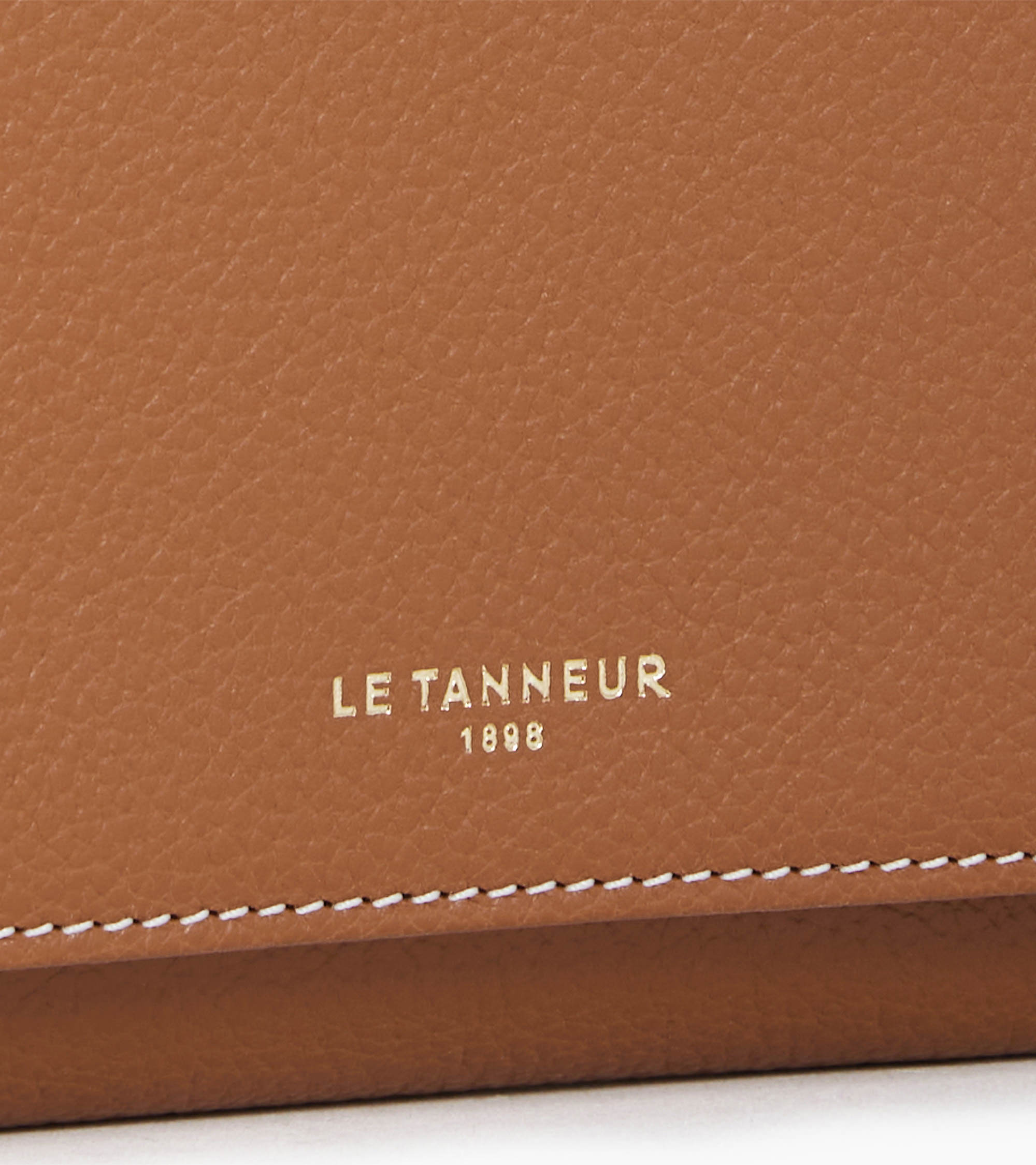 Geldbörse mit Klappe Emilie aus genarbtem Leder mit Reißverschluss braun tan