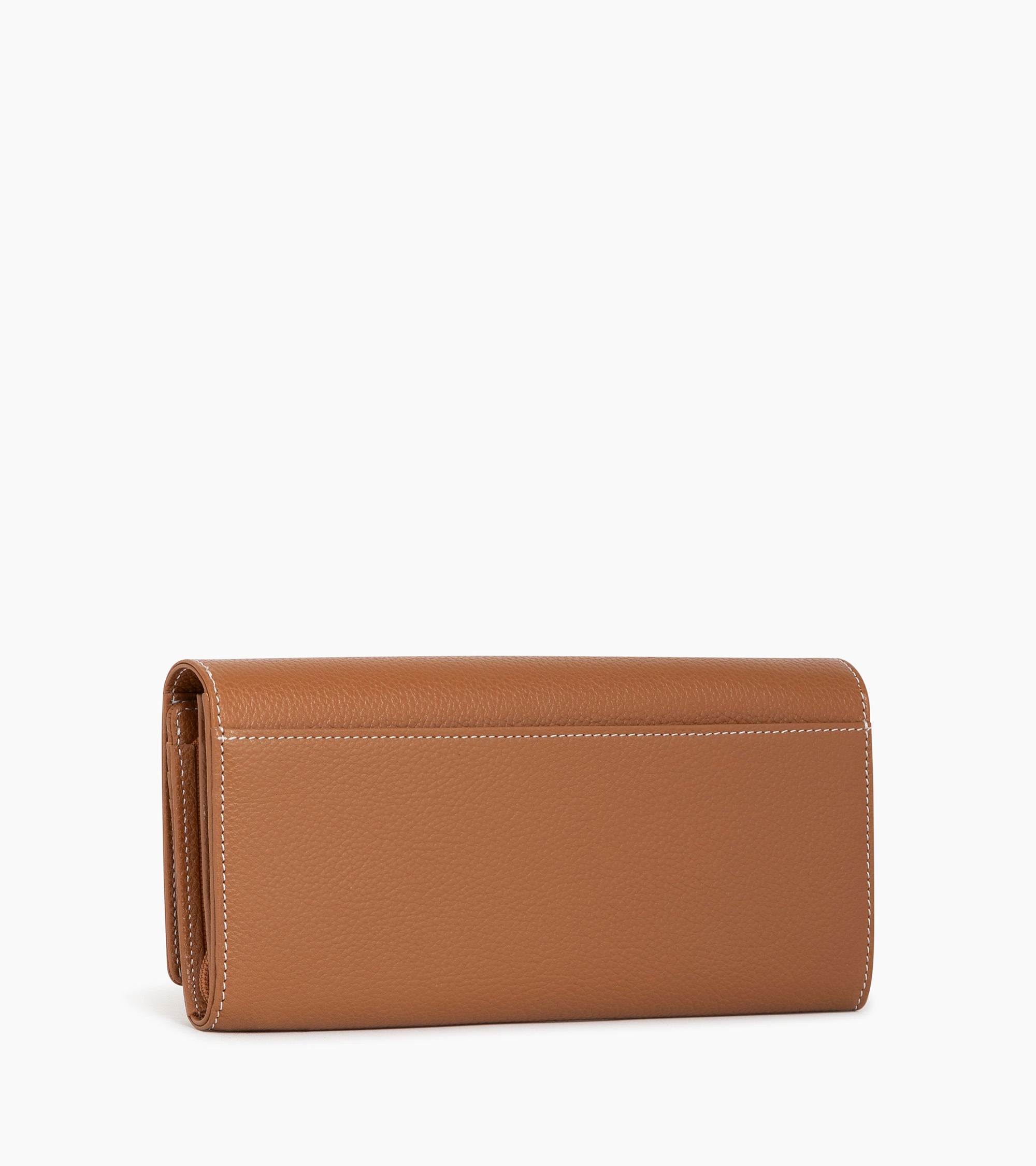 Geldbörse mit Klappe Emilie aus genarbtem Leder mit Reißverschluss braun tan