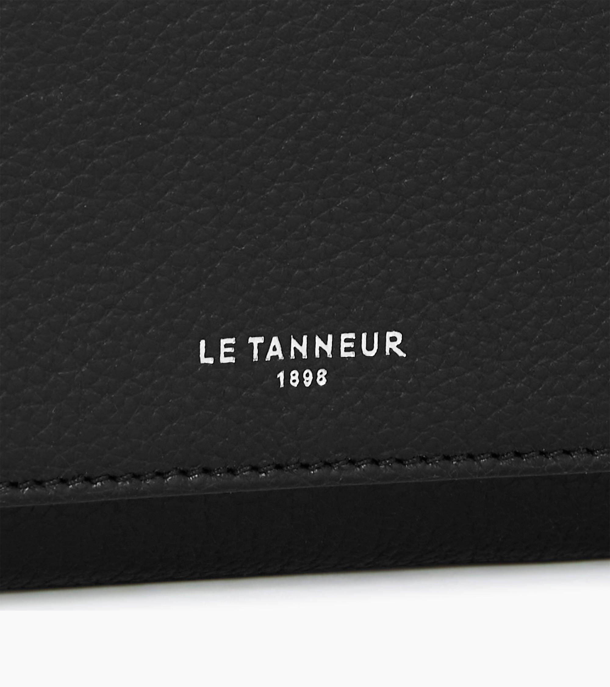 Geldbörse mit Klappe Emilie aus genarbtem Leder mit Reißverschluss schwarz