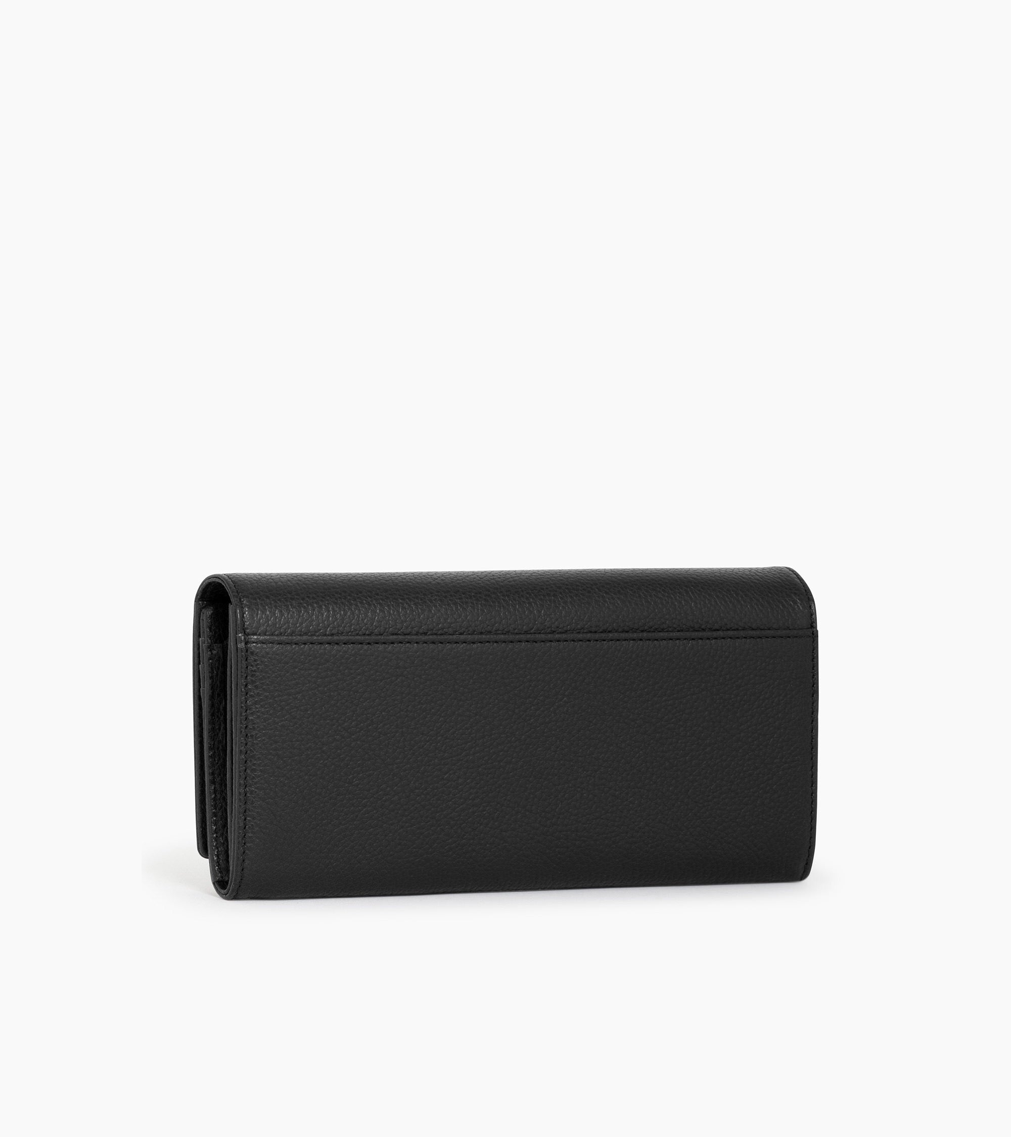 Geldbörse mit Klappe Emilie aus genarbtem Leder mit Reißverschluss schwarz