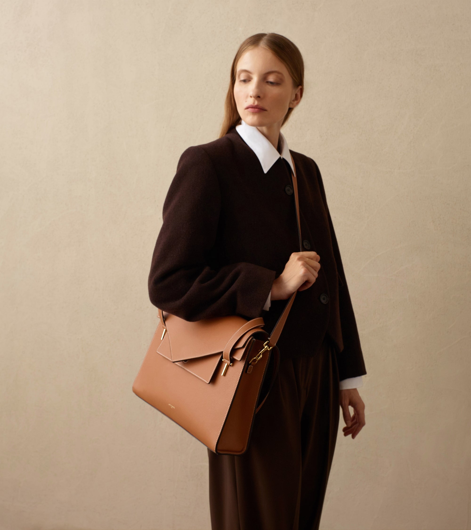 Emilie double flap grained leather document holder