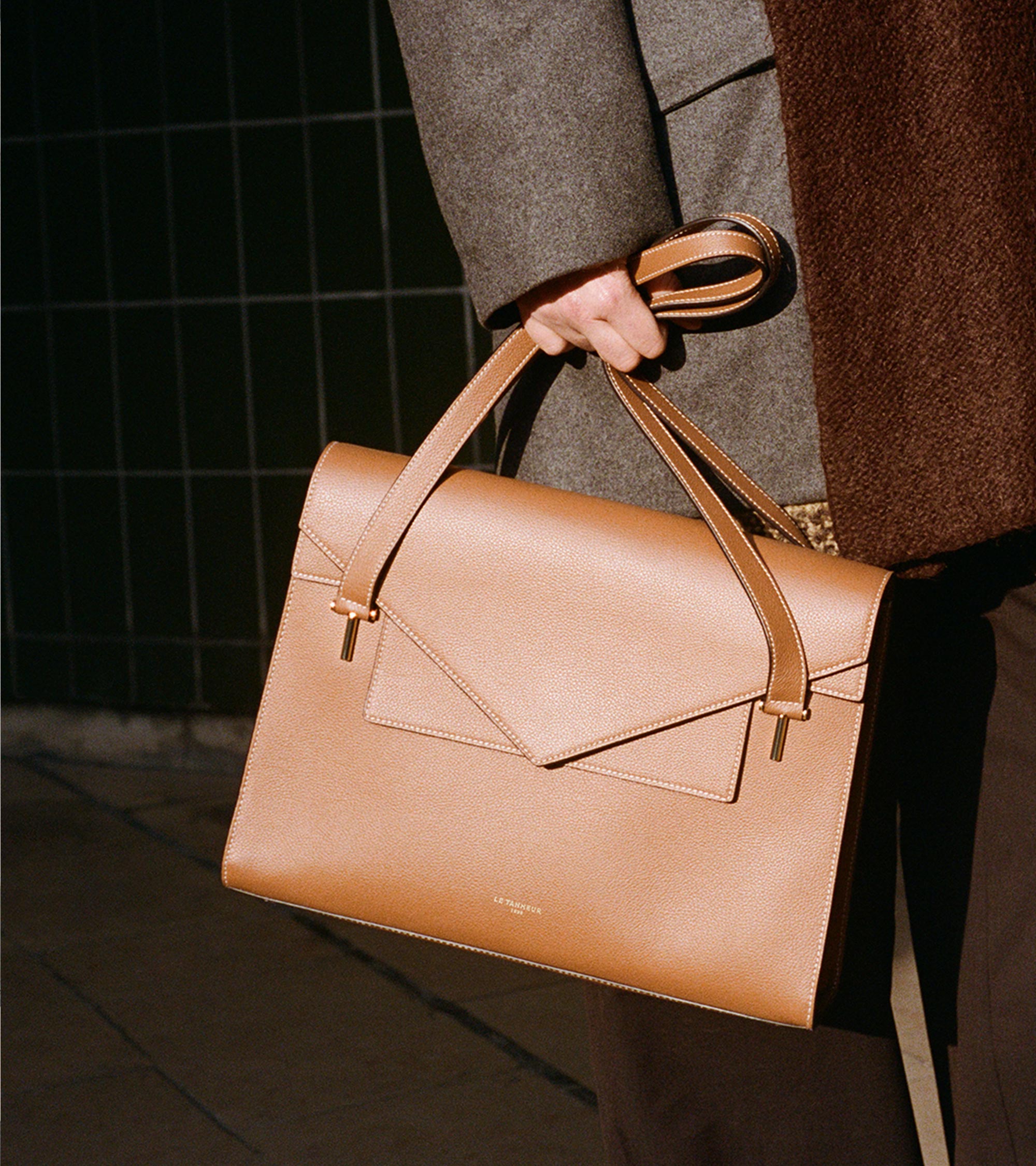 Emilie double flap grained leather document holder