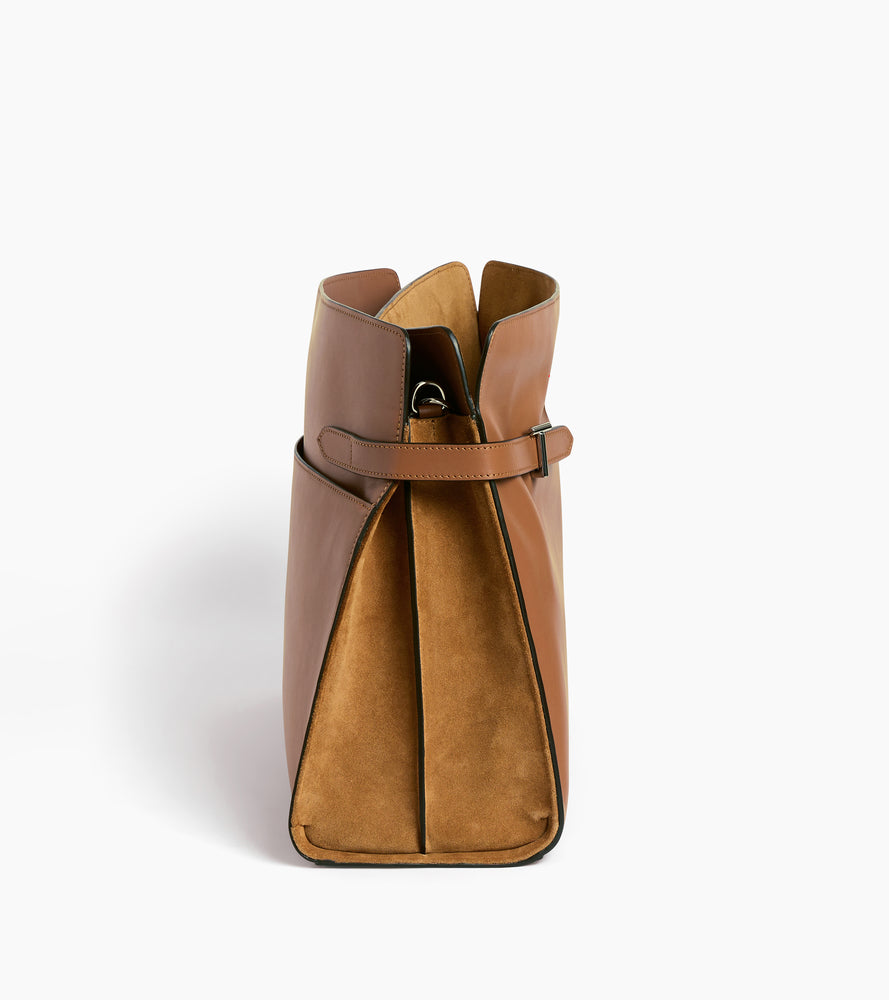 Maxi-Handtasche Emie aus Glatt- und Nubukleder