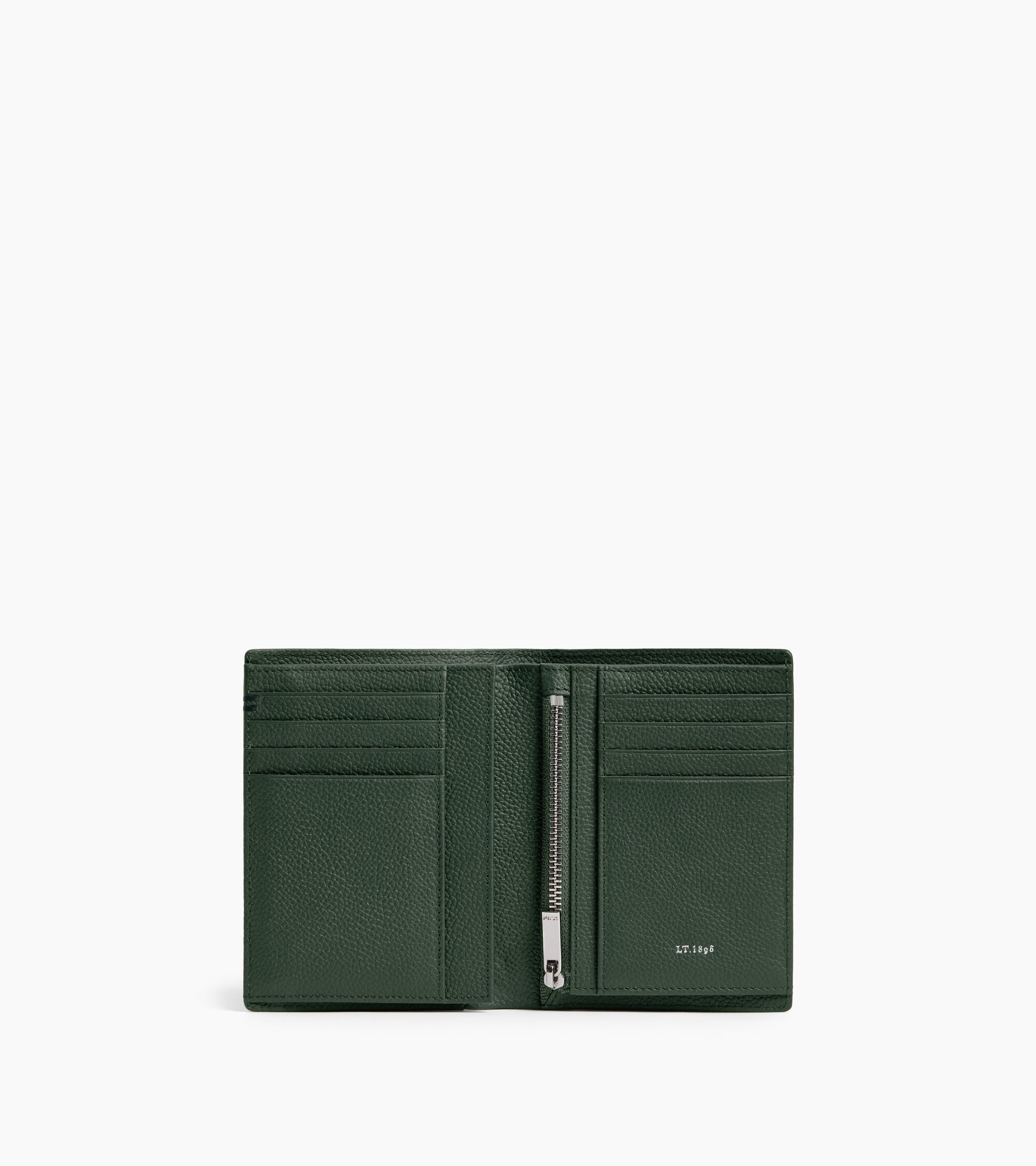 Kleine Bifold-Brieftasche im Hochformat mit Reißverschluss Lucien aus genarbtem Leder