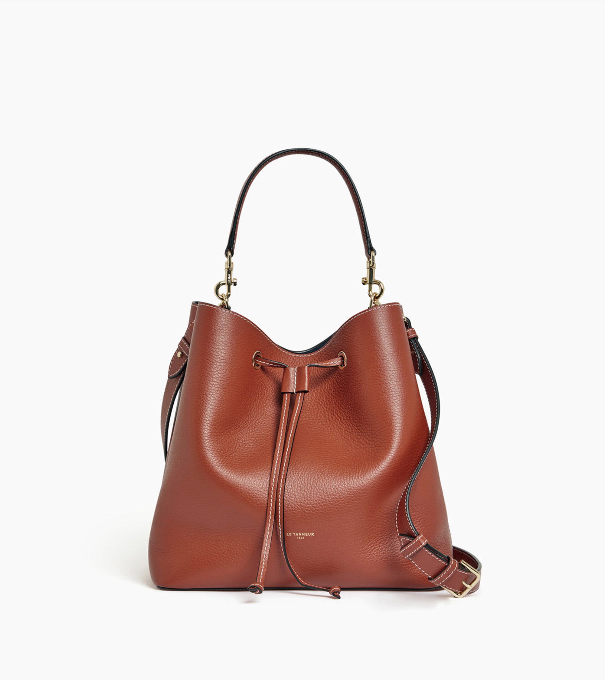 Große Bucket Bag Louise aus genarbtem Leder