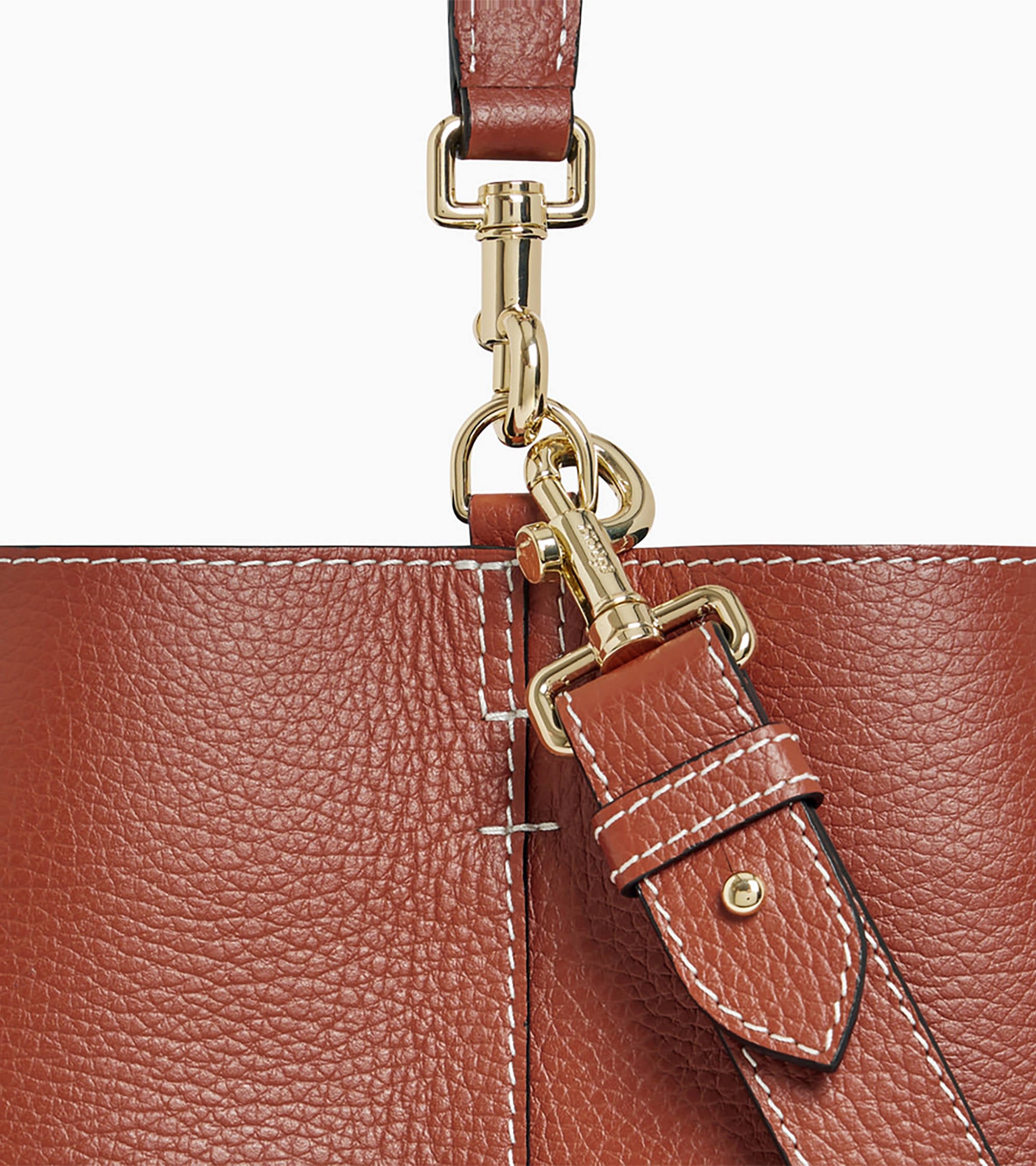 Große Bucket Bag Louise aus genarbtem Leder