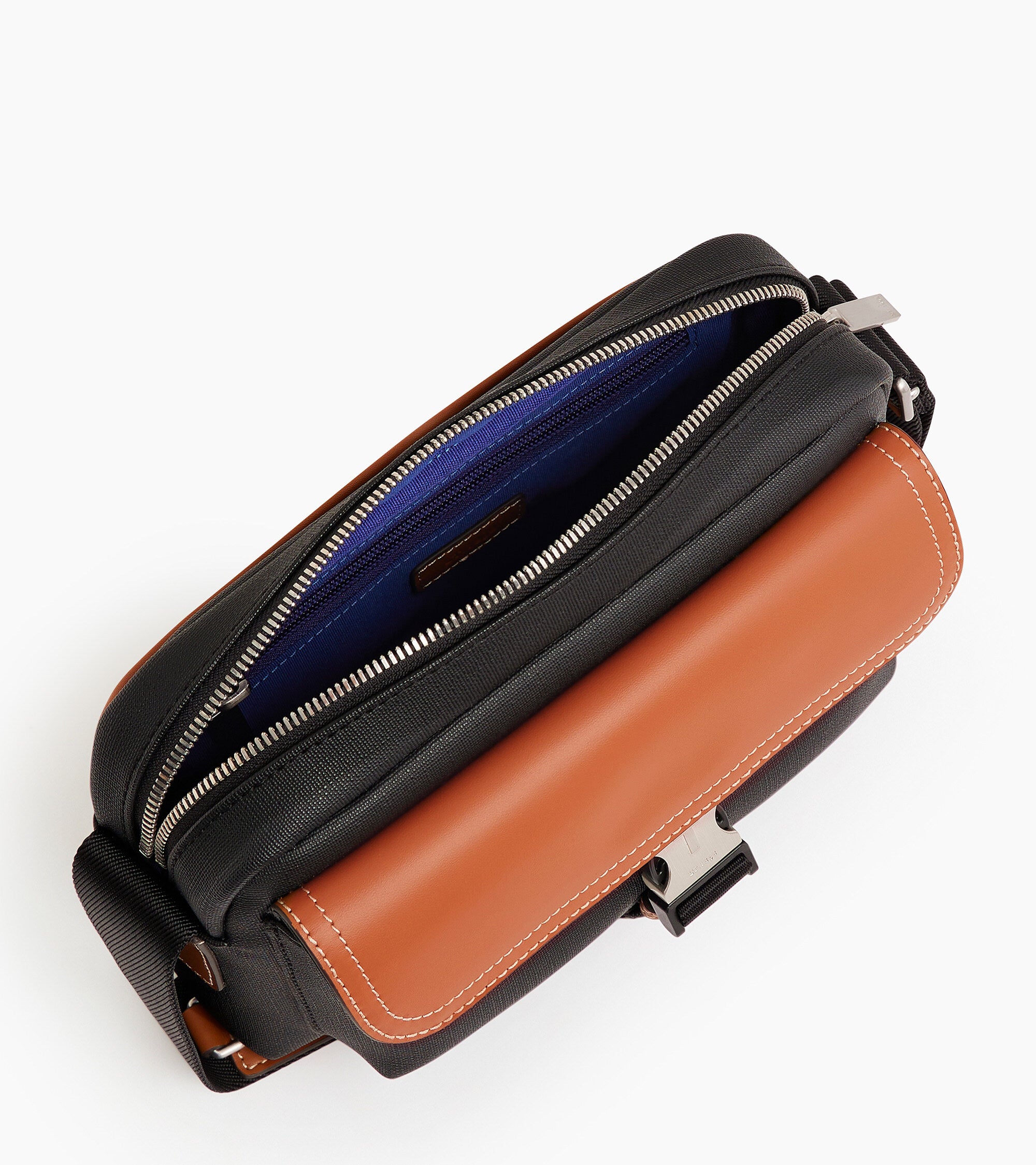 Kleine Umhängetasche Maurice aus beschichtetem Canvas Schwarz & tan