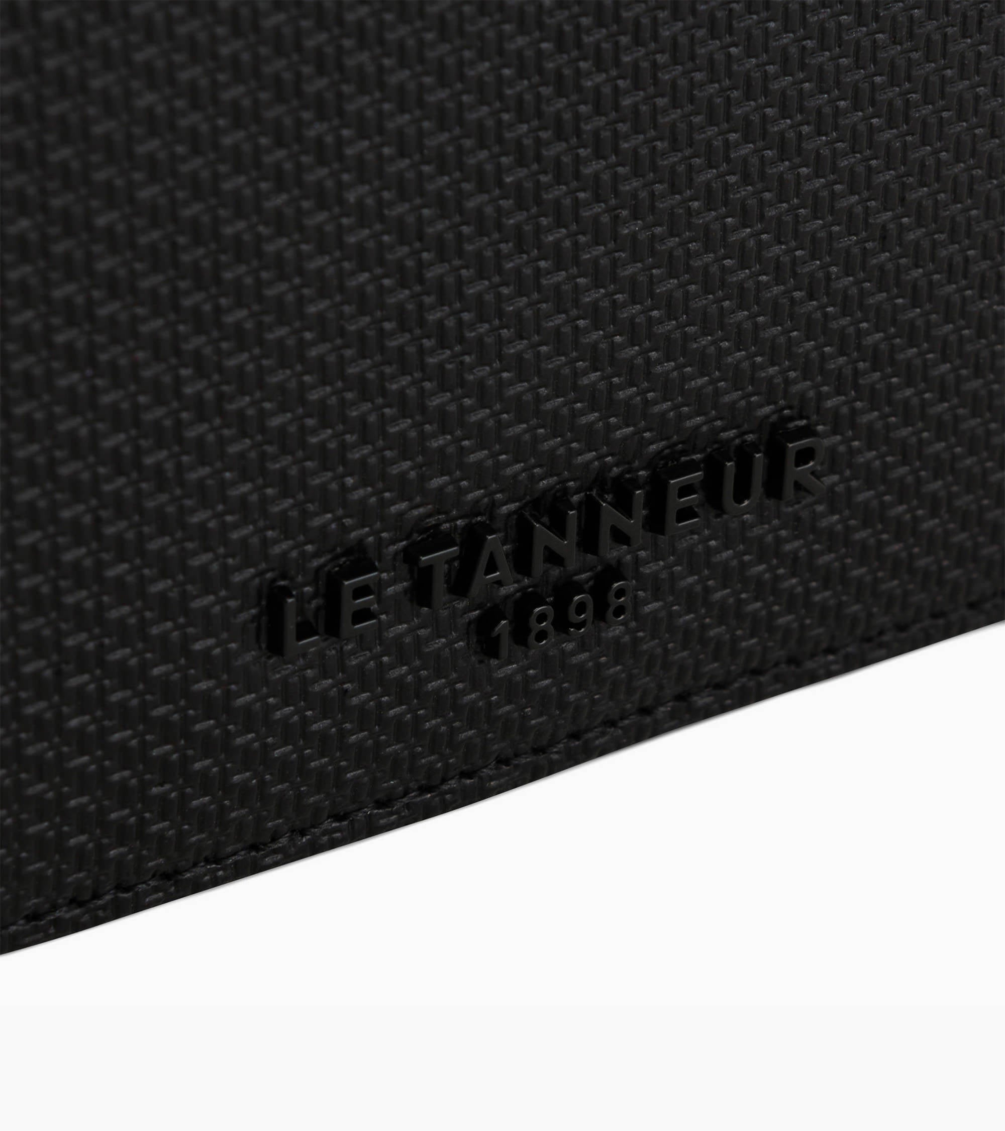 Faltgeldbörse Emile im Querformat aus monogrammiertem Leder mit Reißverschluss