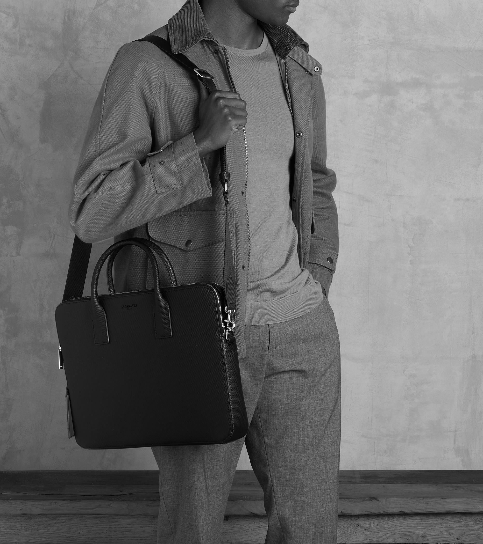 Dünne Aktentasche 15 Zoll Emile aus T-Signaturleder