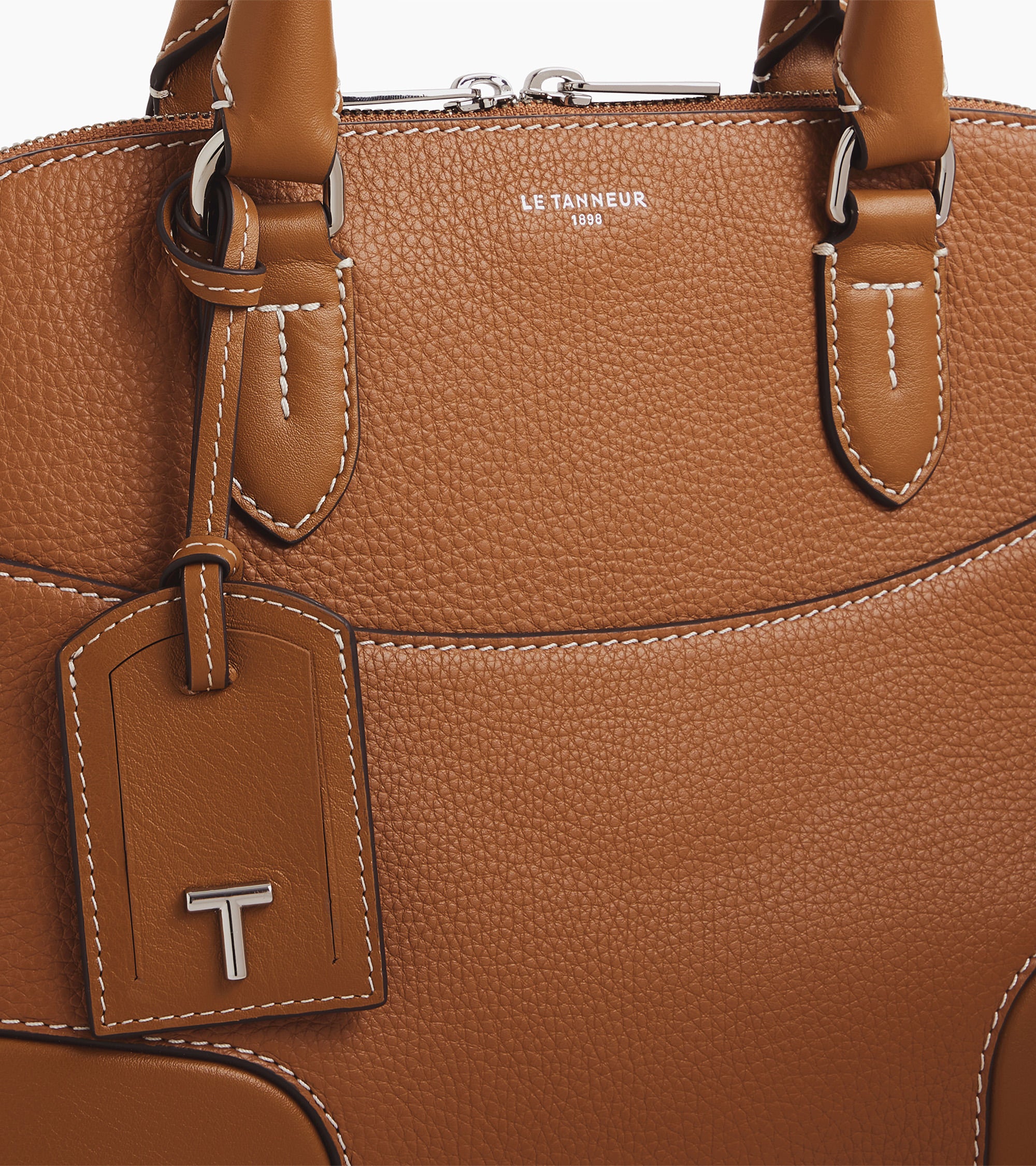 Mittelgroße Handtasche Romy aus genarbtem Kreuz- und Glattleder