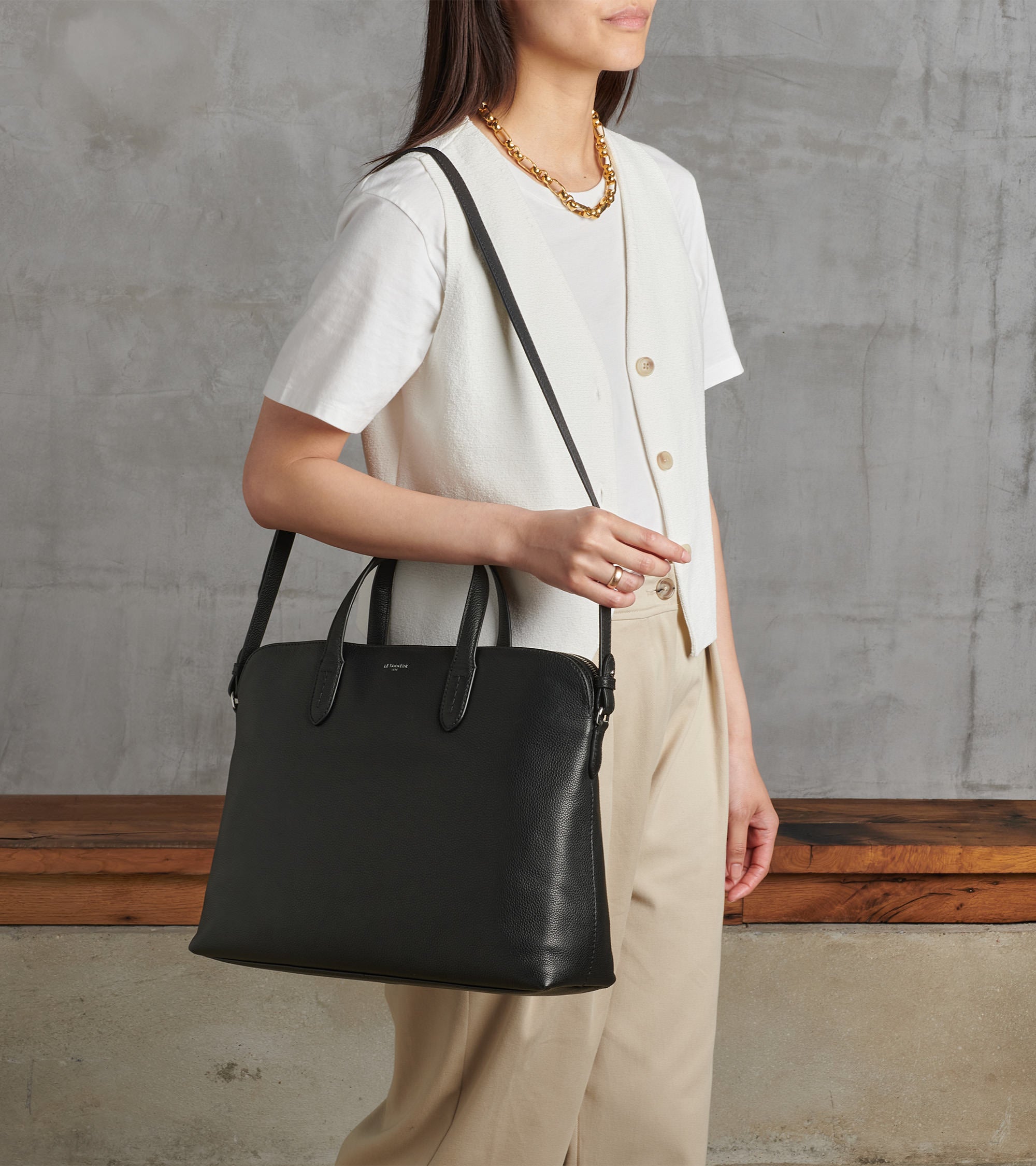 Aktentasche Sophie 14 Zoll 1 Faltfach genarbtes Leder