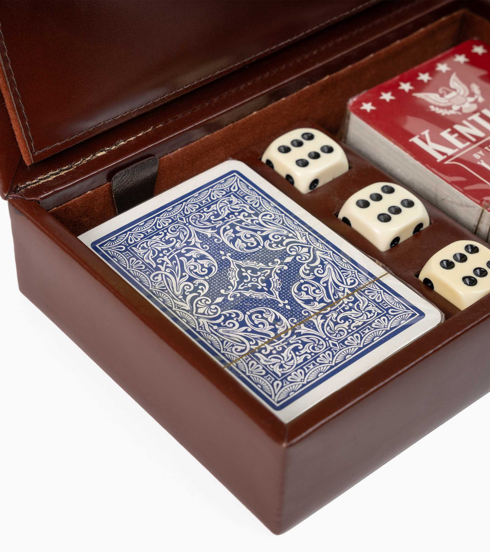 Kleine Bridge-Spiel-Schatulle aus Leder