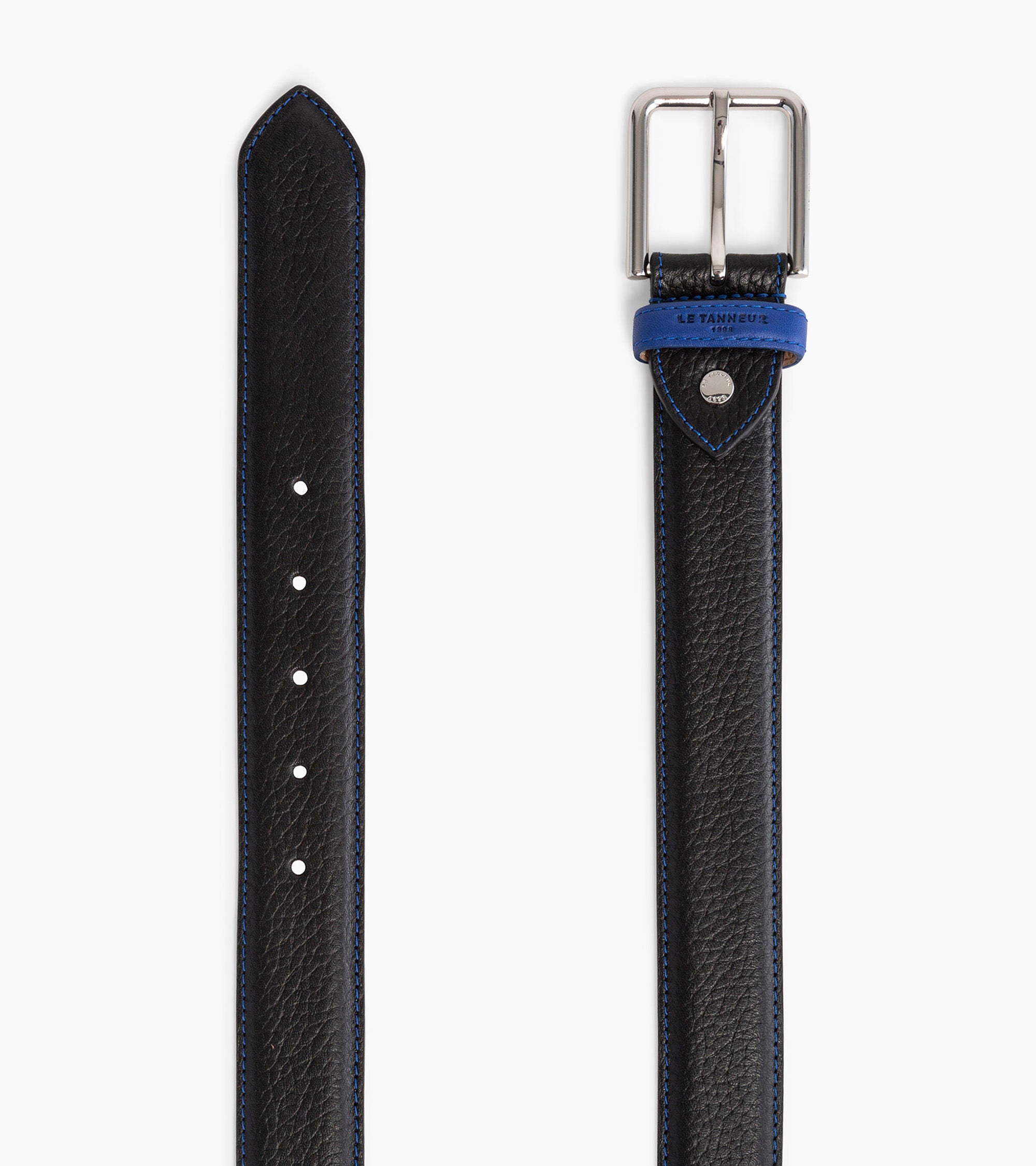 Herrengürtel mit quadratischer Schnalle Charles aus genarbtem Leder