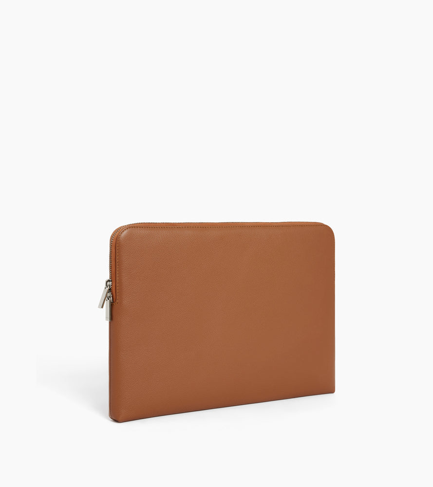 14" laptop sleeve in grained leather