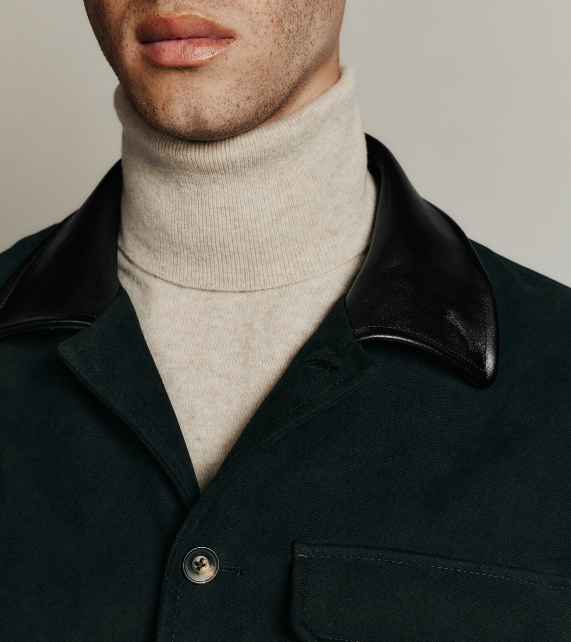 Blouson Le Tanneur x HAST en cuir lisse et toile coton