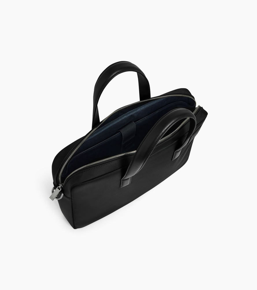 Porte documents 15" Basile en toile nylon et cuir lisse