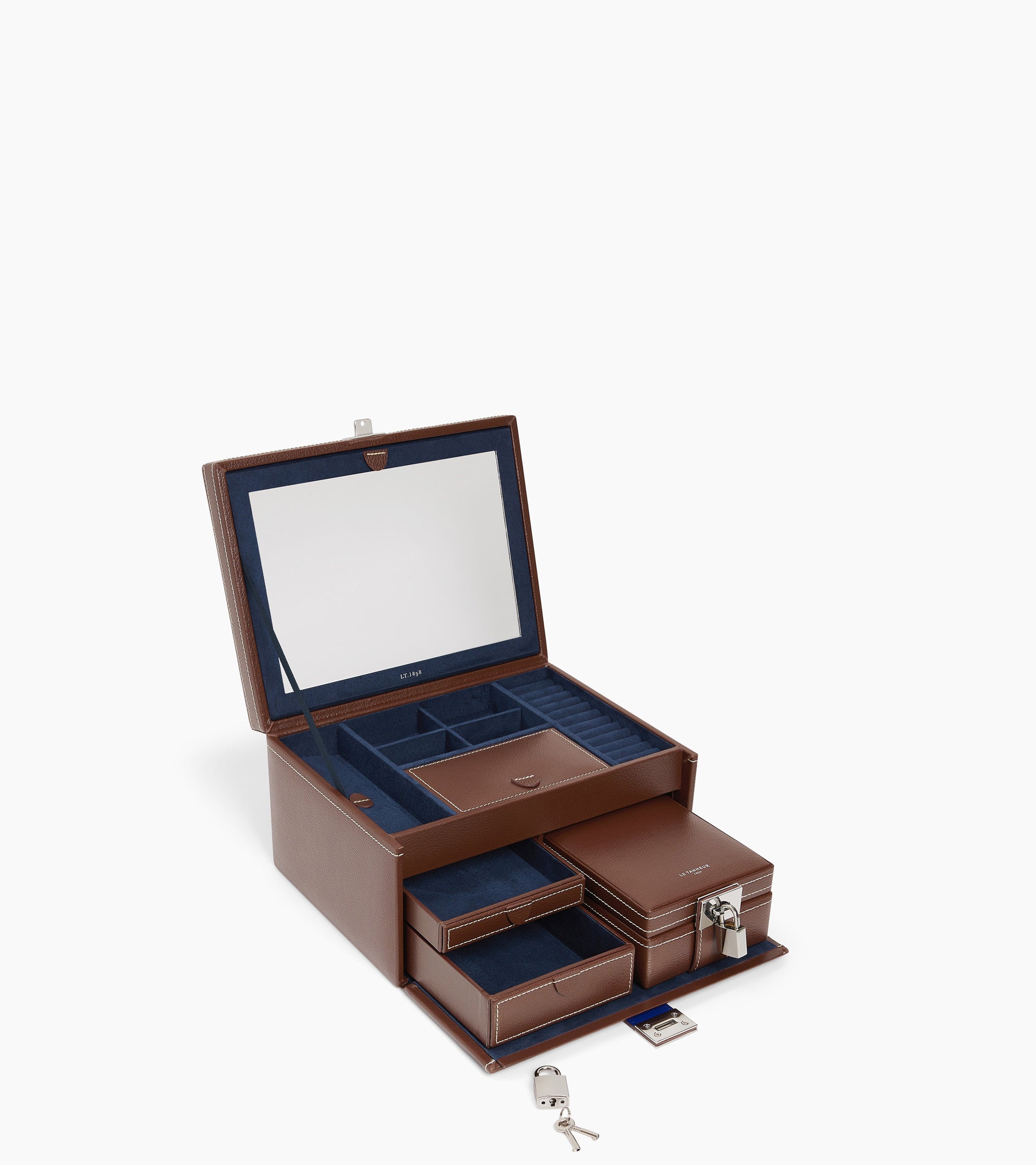 Großer Schmuckkasten aus Leder