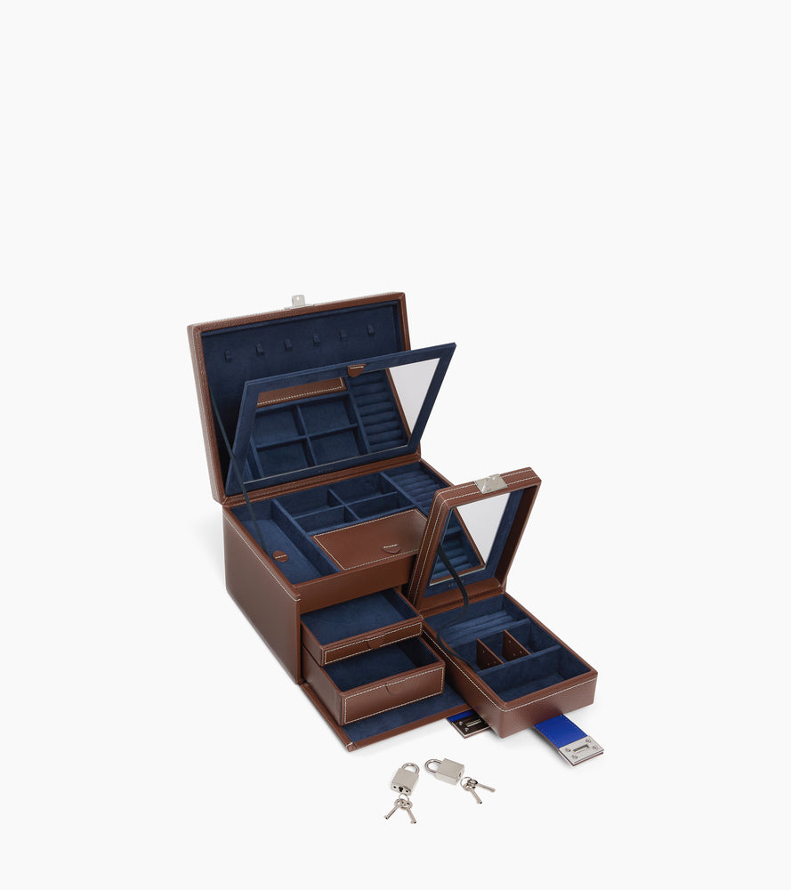 Großer Schmuckkasten aus Leder