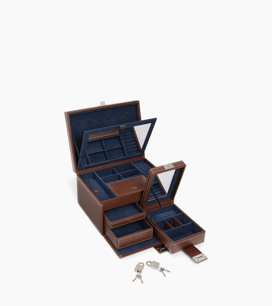 Großer Schmuckkasten aus Leder