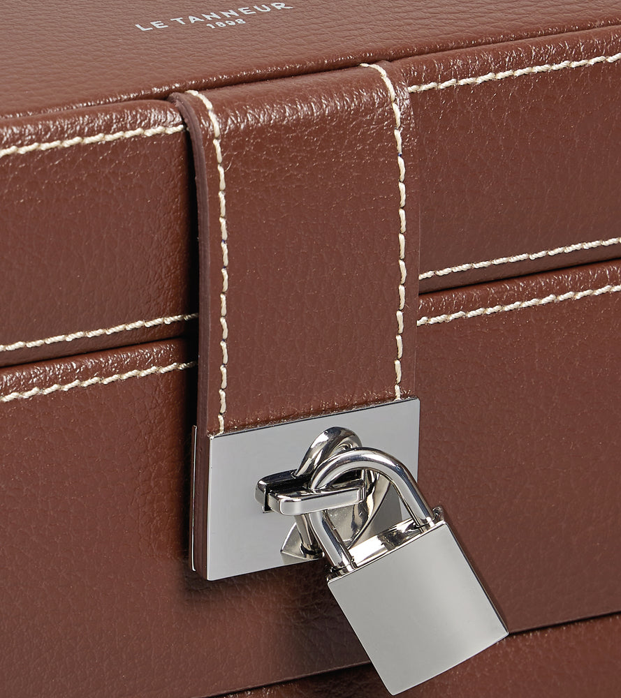 Mittelgroßes Schmuckkästchen mit automatischer Öffnung aus Leder