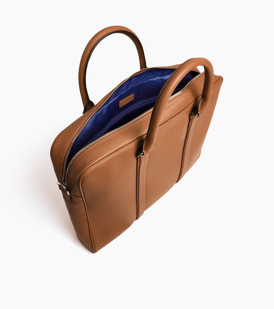 Charles 17" briefcase in grained leather small size