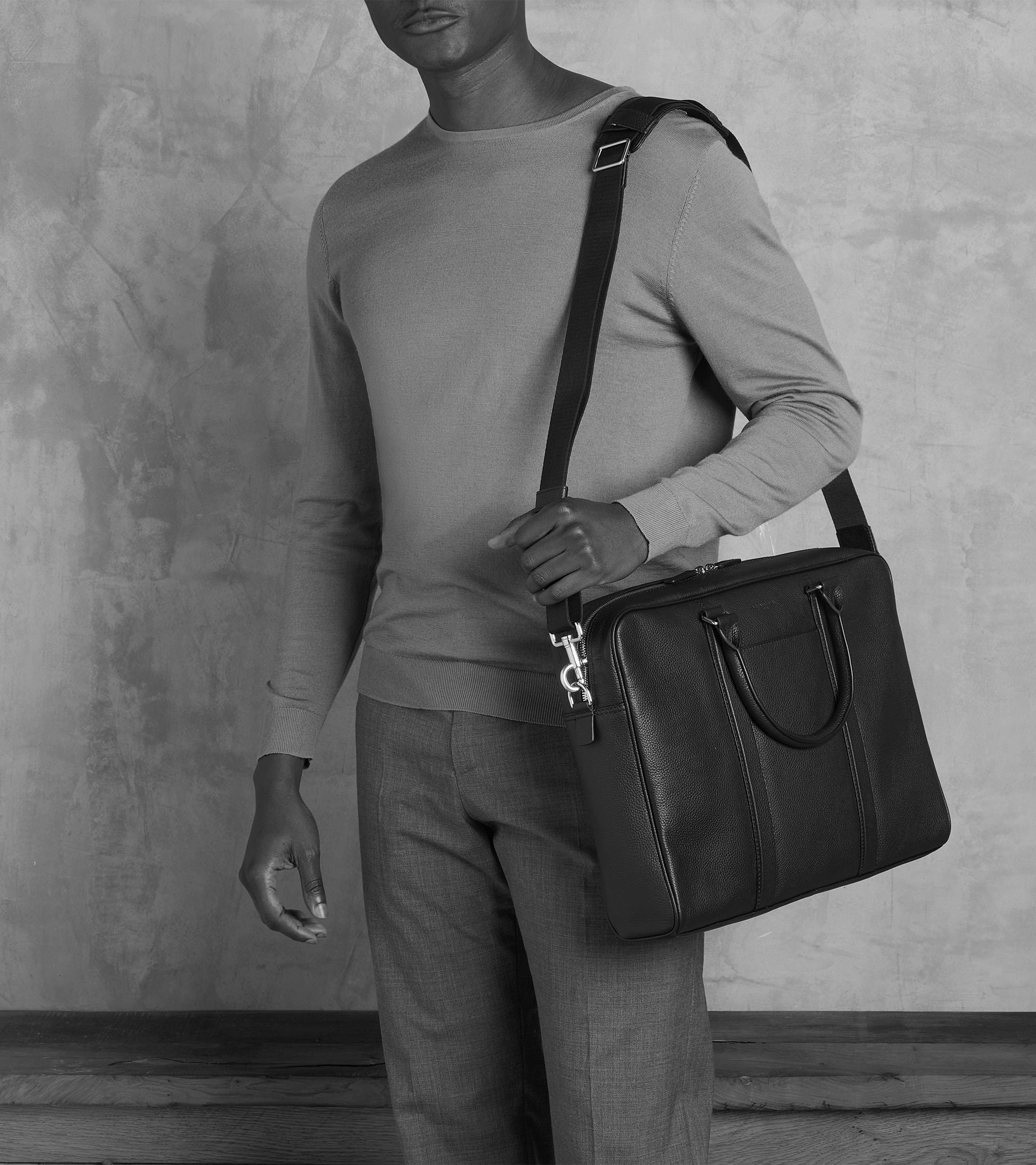 Charles 17" briefcase in grained leather large size