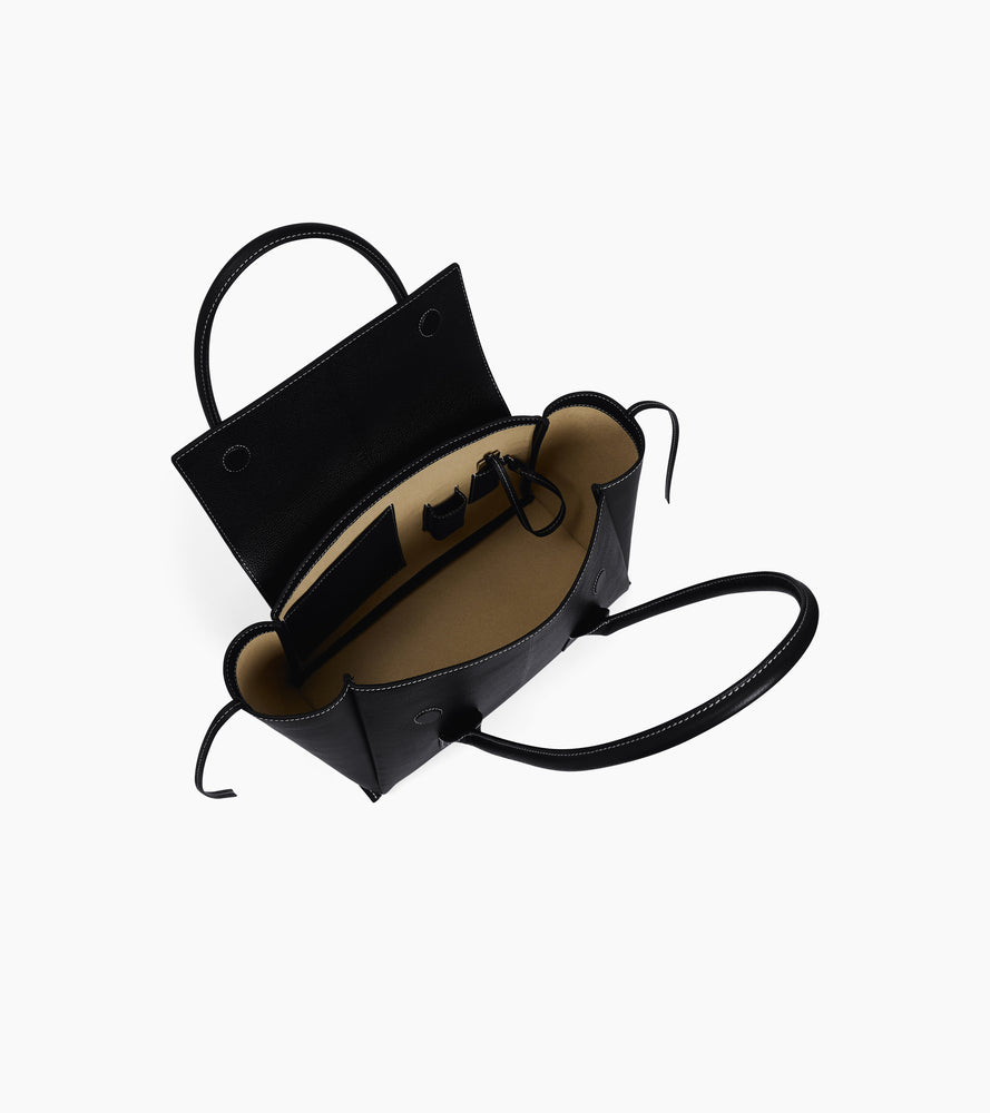 Mittelgroße Tragetasche Elena mit Umschlag, aus genarbtem Leder