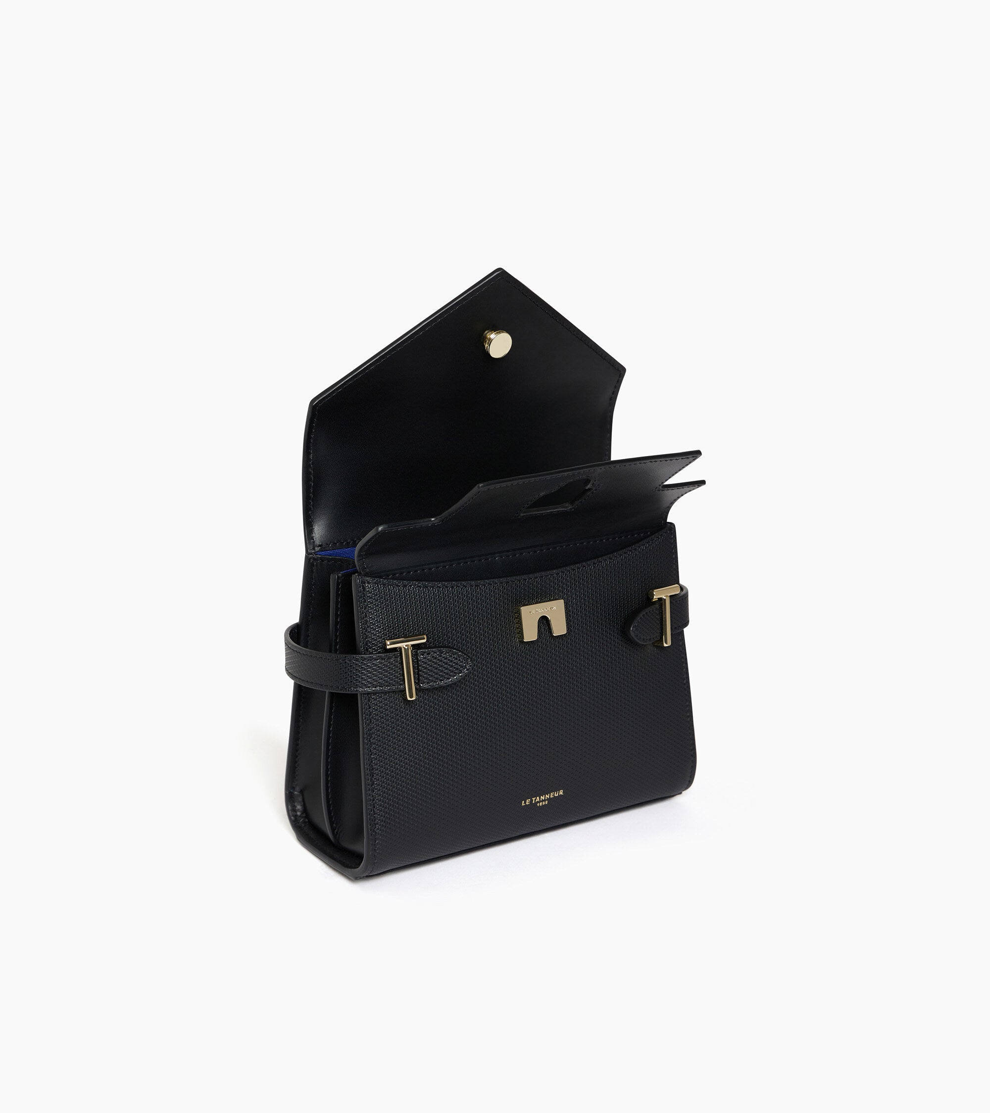 Emilie small double flap handbag in T signature leather