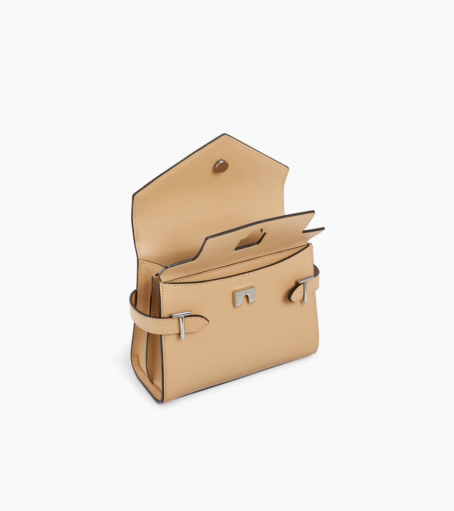 Kleine Handtasche Emilie aus genarbtem Leder mit Doppelklappe