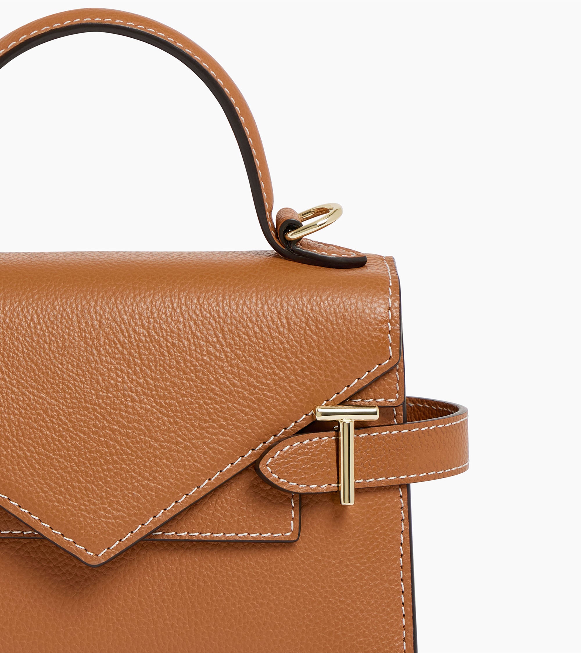 Emilie small grained leather double flap handbag