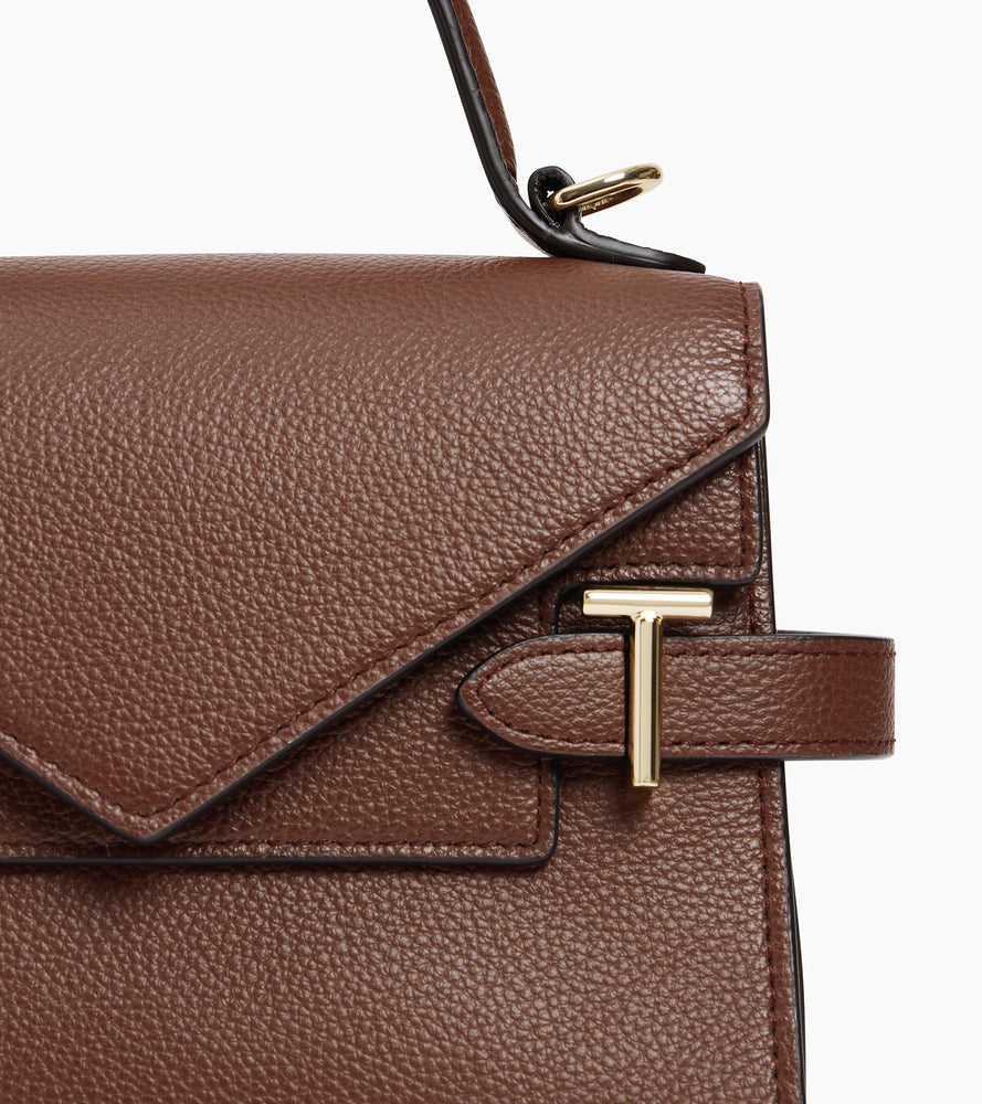 Kleine Handtasche Emilie aus genarbtem Leder mit Doppelklappe