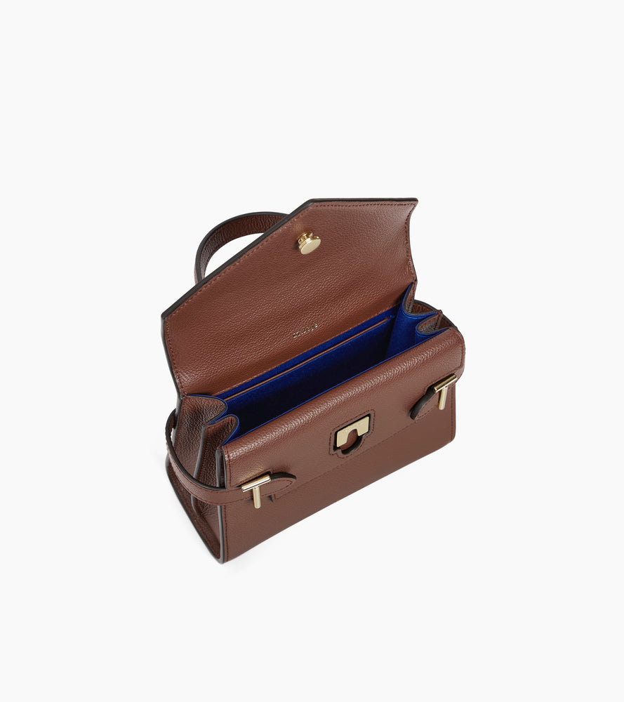Kleine Handtasche Emilie aus genarbtem Leder mit Doppelklappe