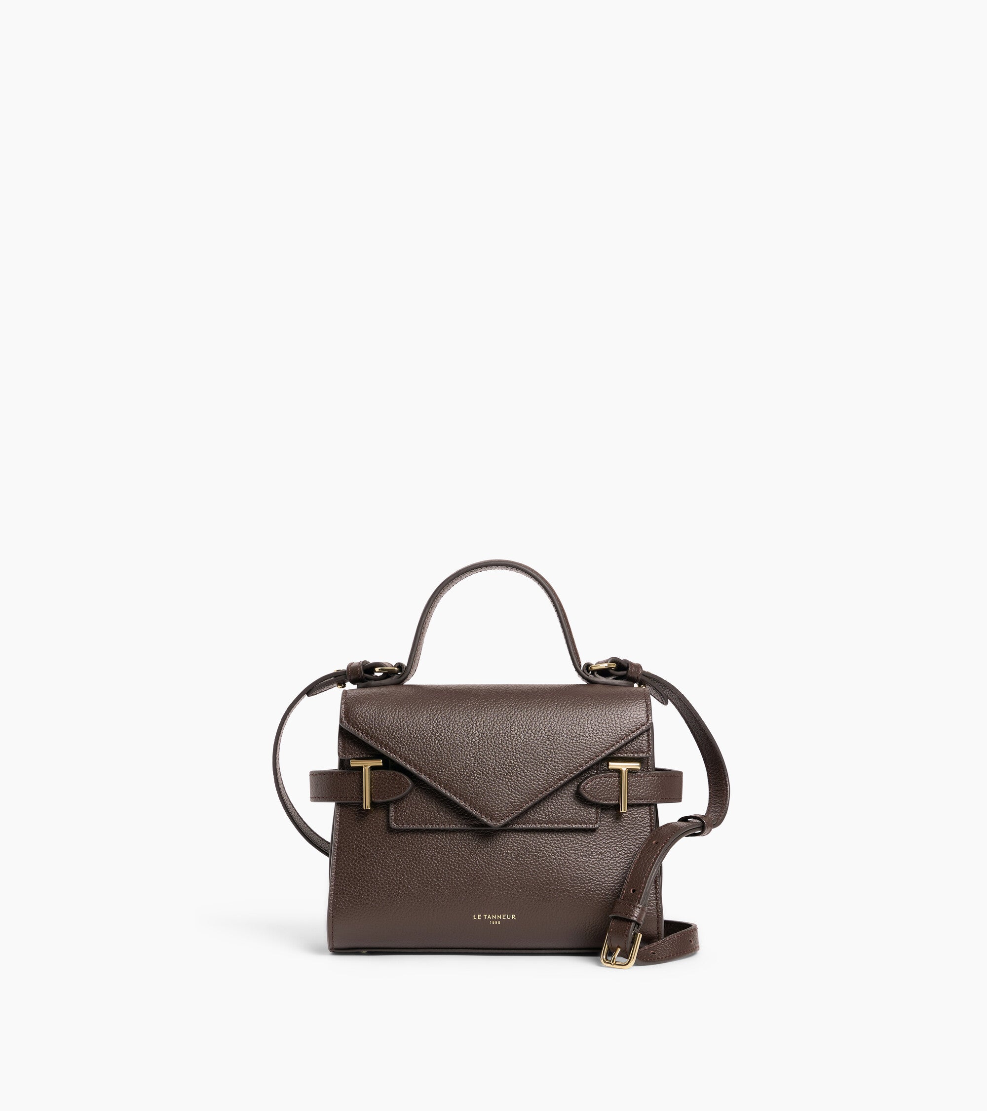Emilie small handbag with double flap in grained leather