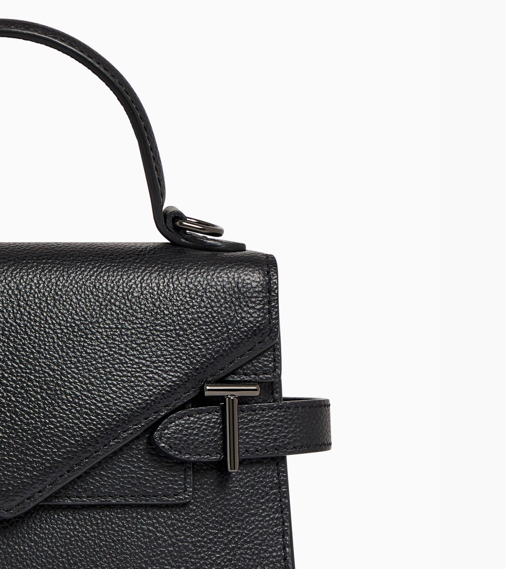 Emilie small grained leather double flap handbag