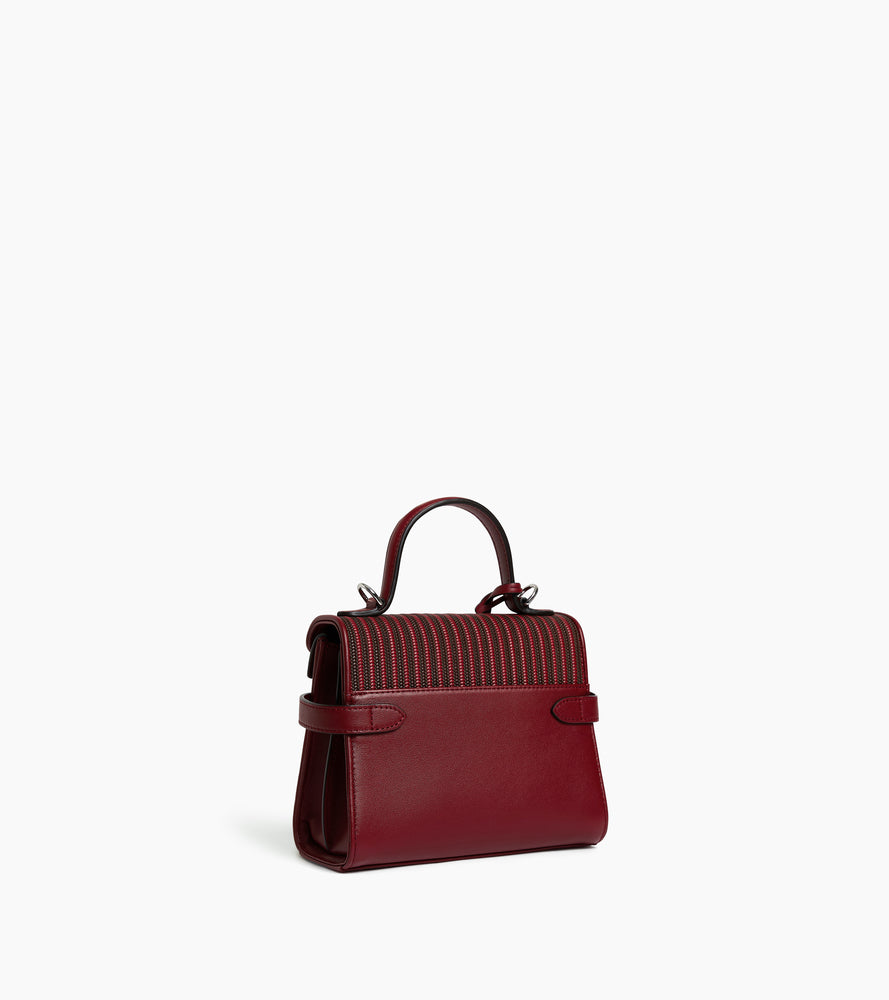 Kleine Emilie-Handtasche mit doppeltem Klappverschluss aus geflochtenem Leder