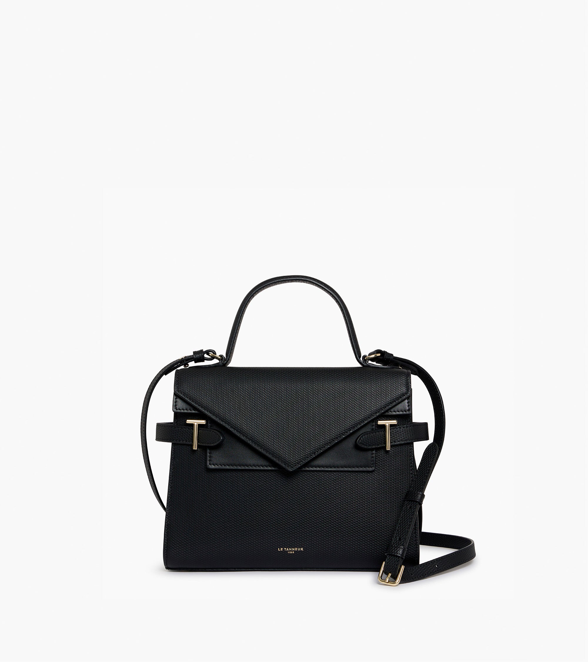 Emilie medium double flap handbag model in T signature leather