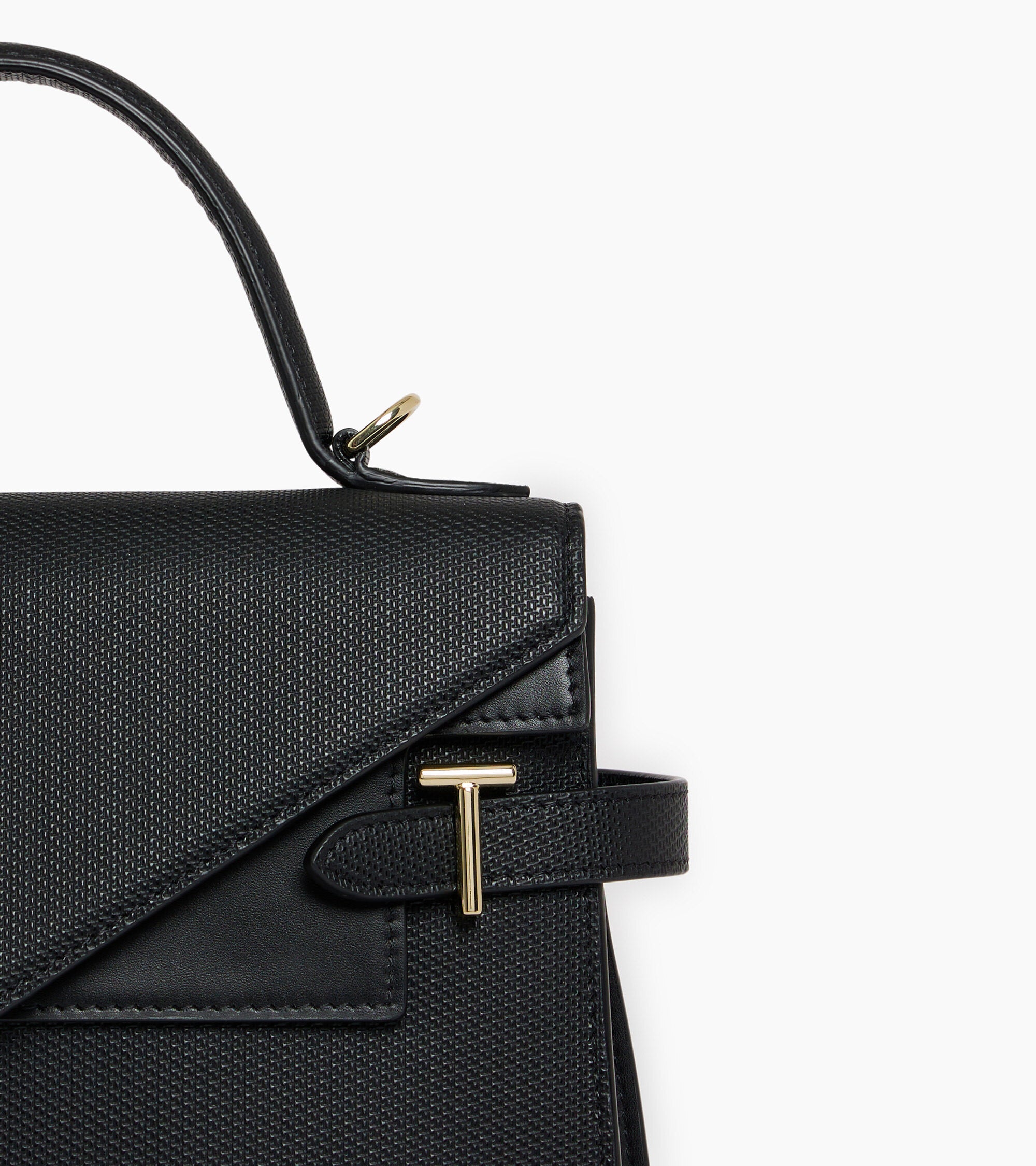 Emilie medium double flap handbag model in T signature leather