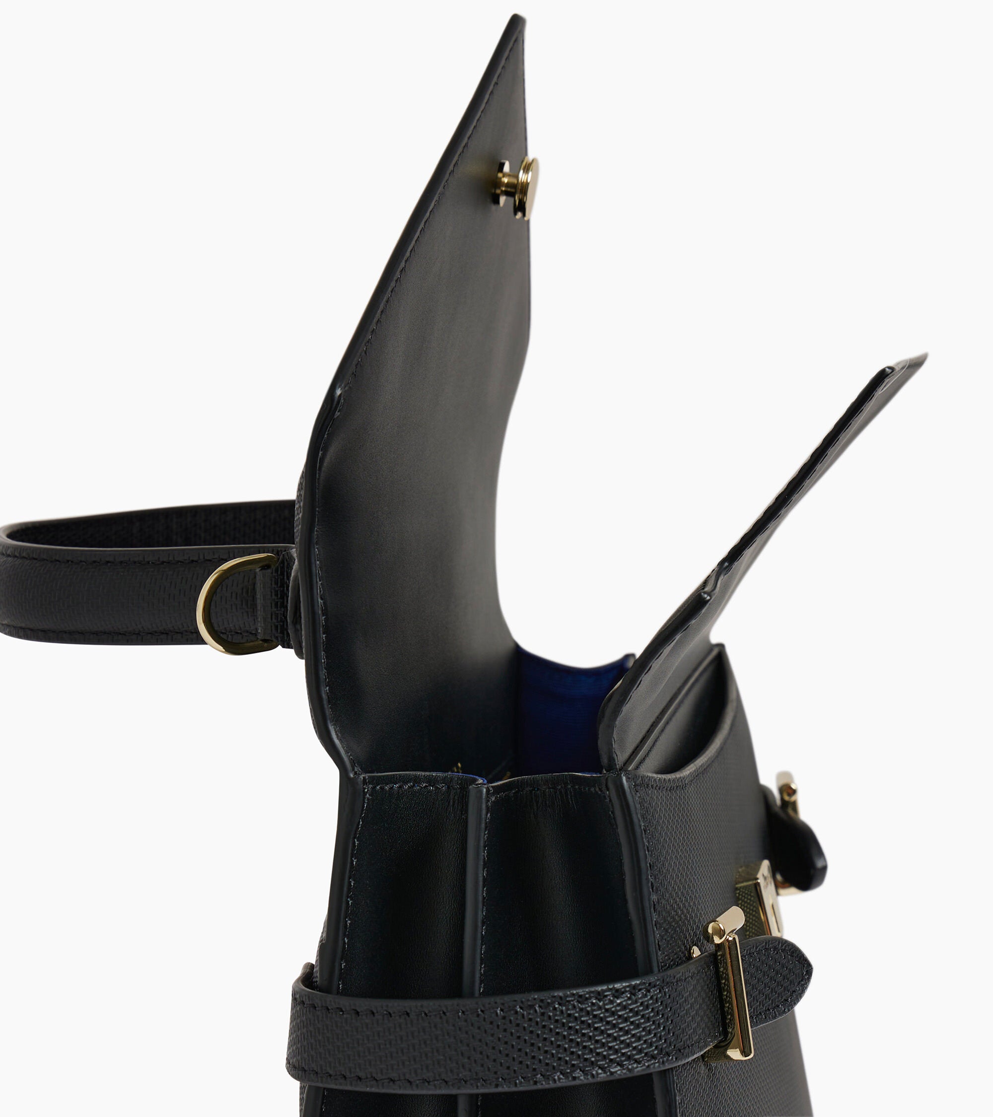 Emilie medium double flap handbag model in T signature leather