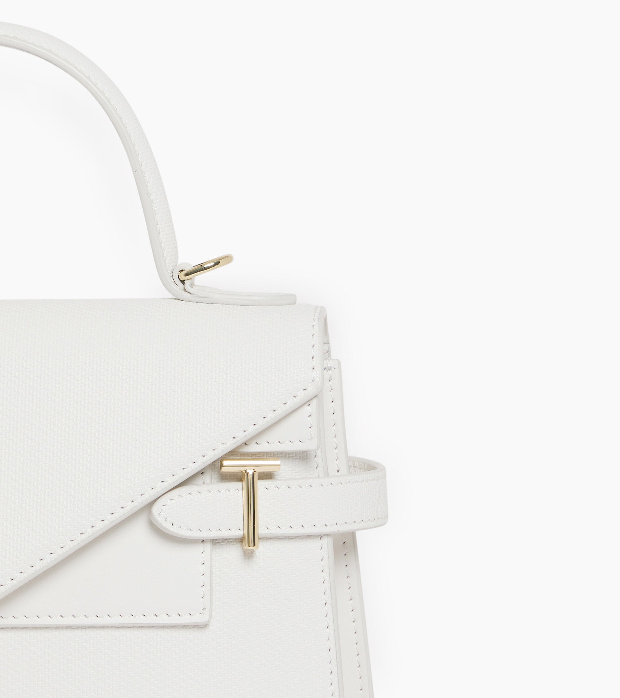 Emilie medium double flap handbag model in T signature leather