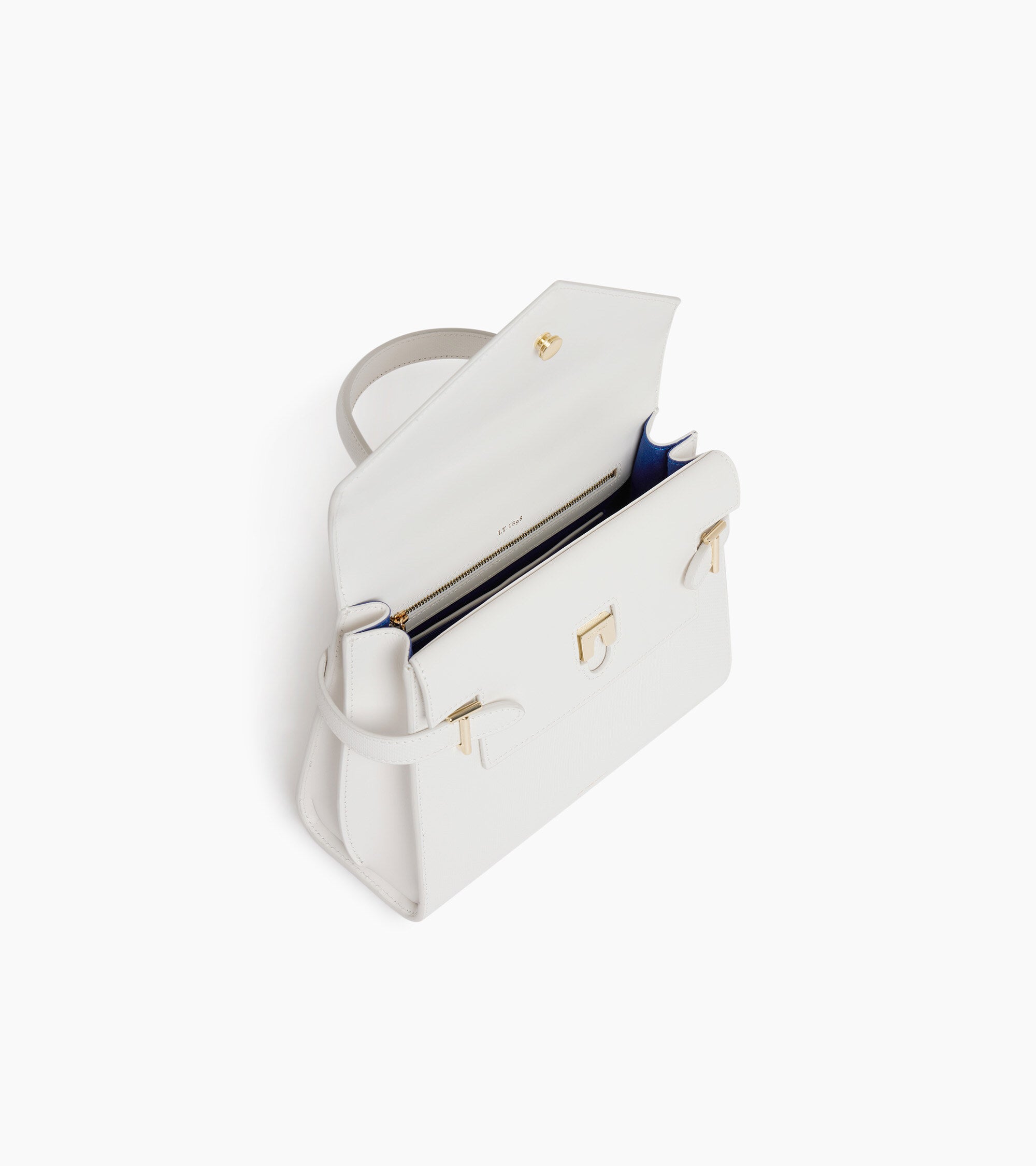 Emilie medium double flap handbag model in T signature leather
