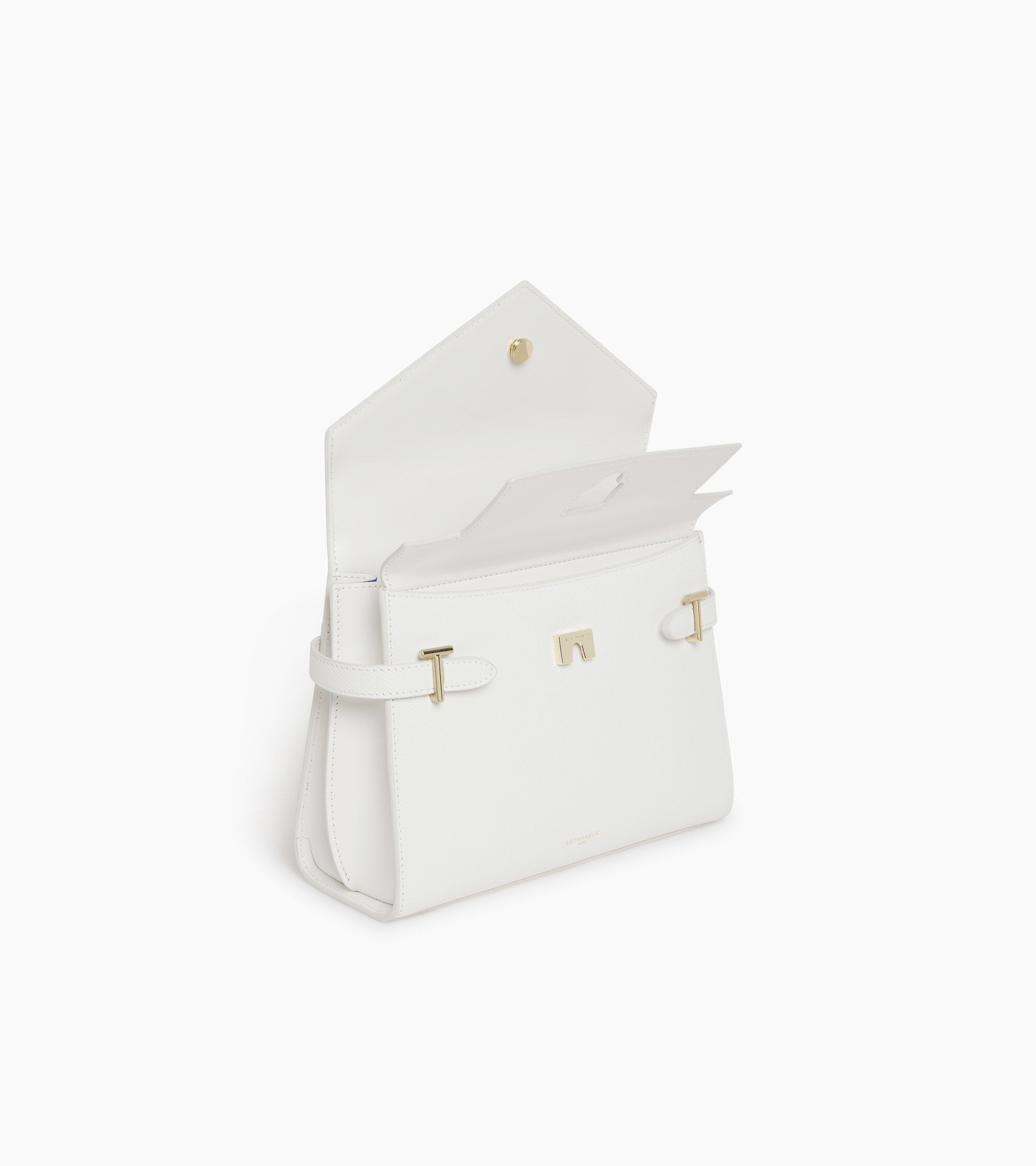 Emilie medium double flap handbag model in T signature leather