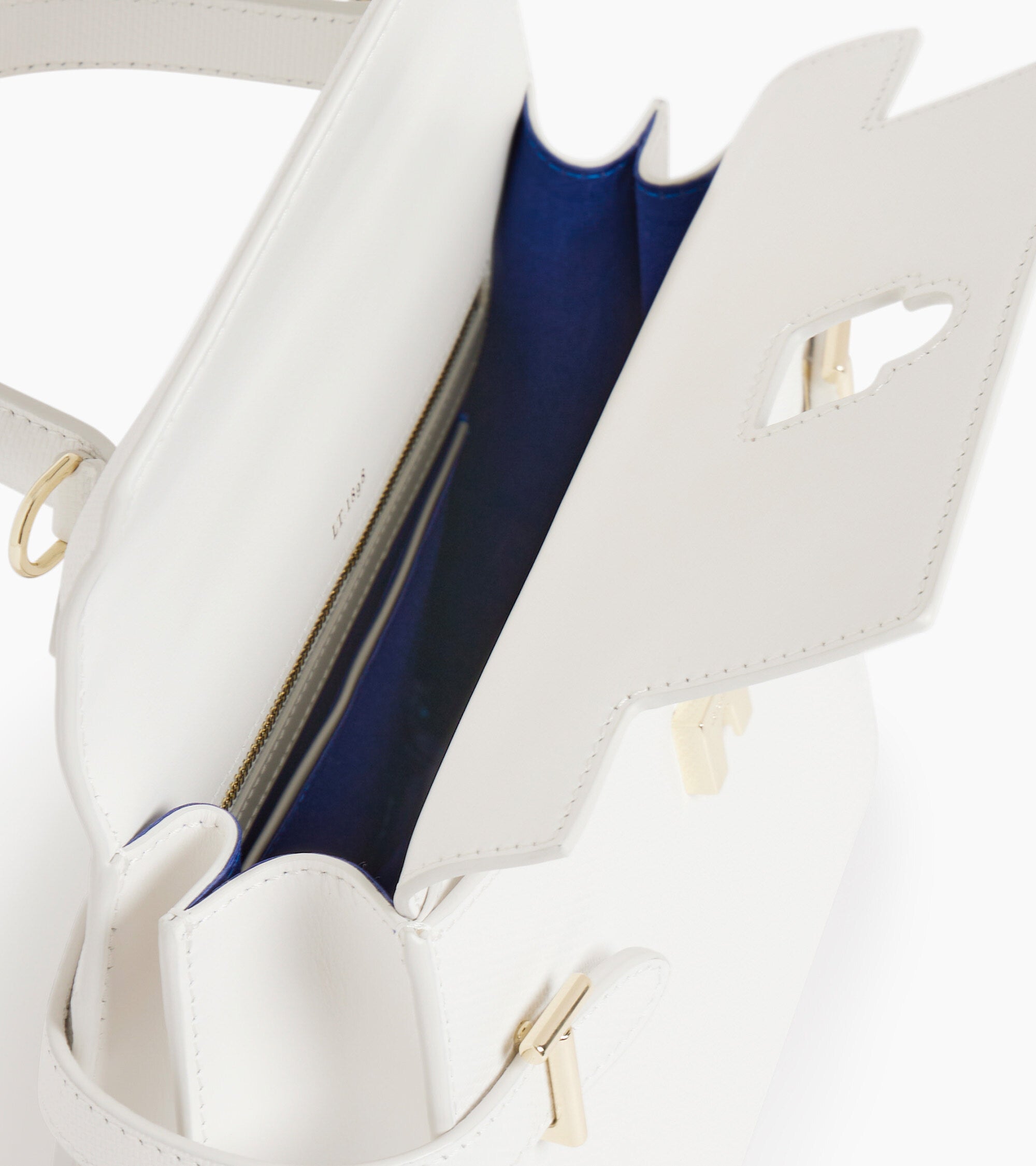 Emilie medium double flap handbag model in T signature leather