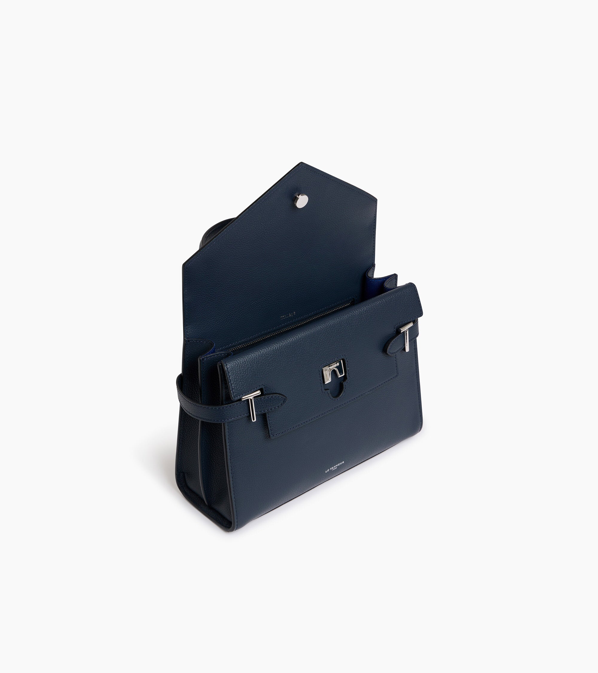 Emilie medium double flap handbag model in grained leather